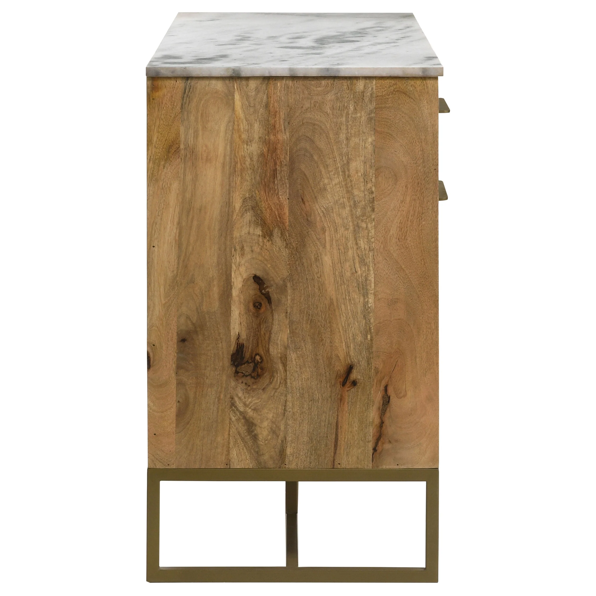 Keaton 3-door Marble Top Herringbone Accent Cabinet Natural - Image 11