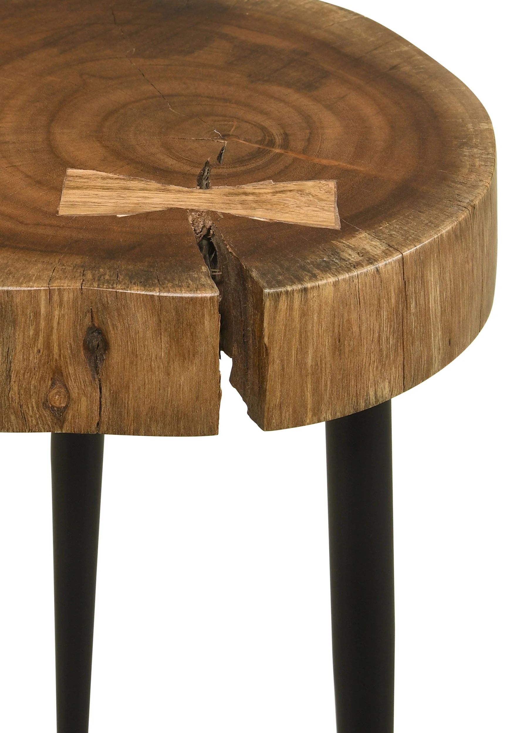 Keith Round Solid Tree Trunk Side Table Natural and Black - Image 5