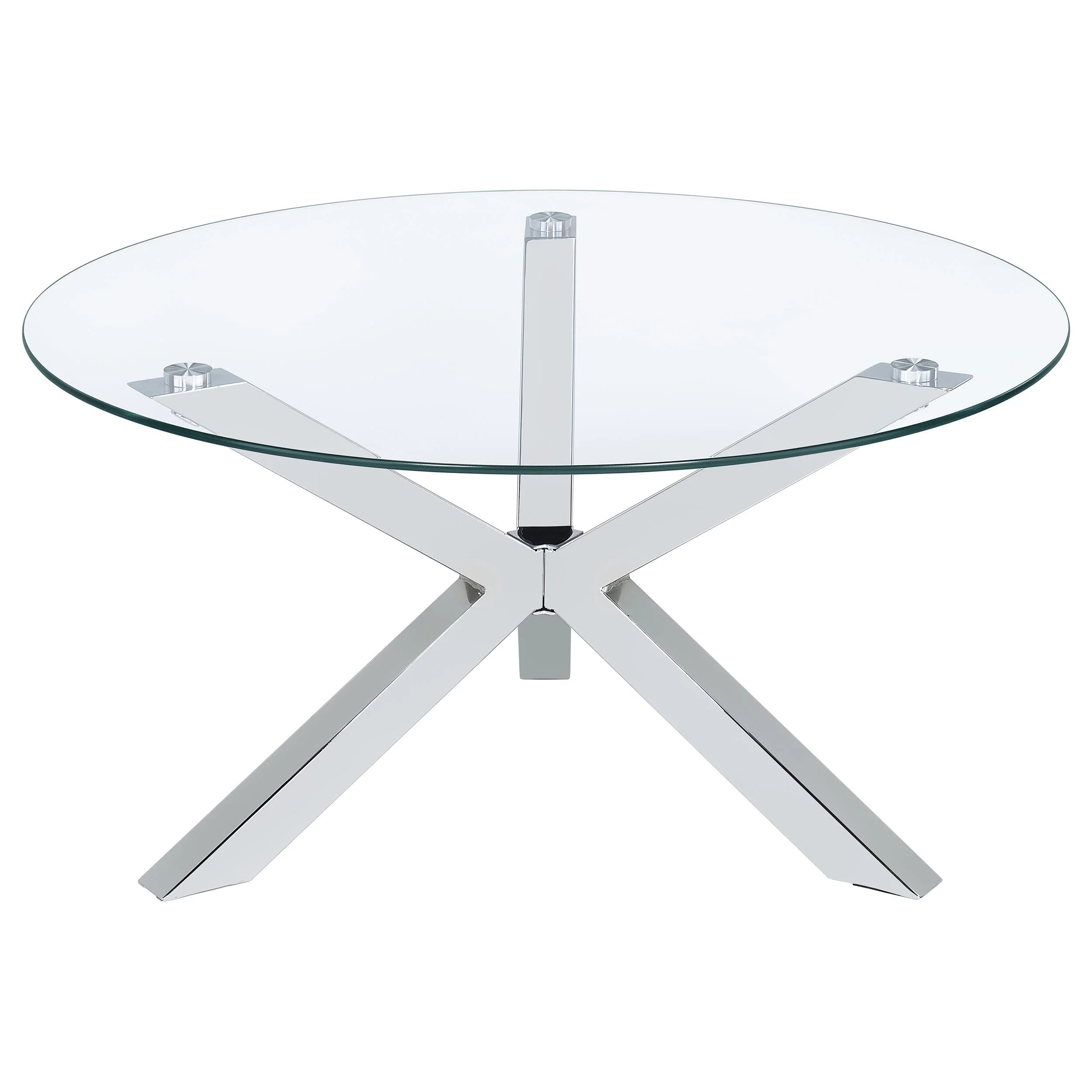 Kenzie Round Coffee and End Table Set Chrome - Image 16