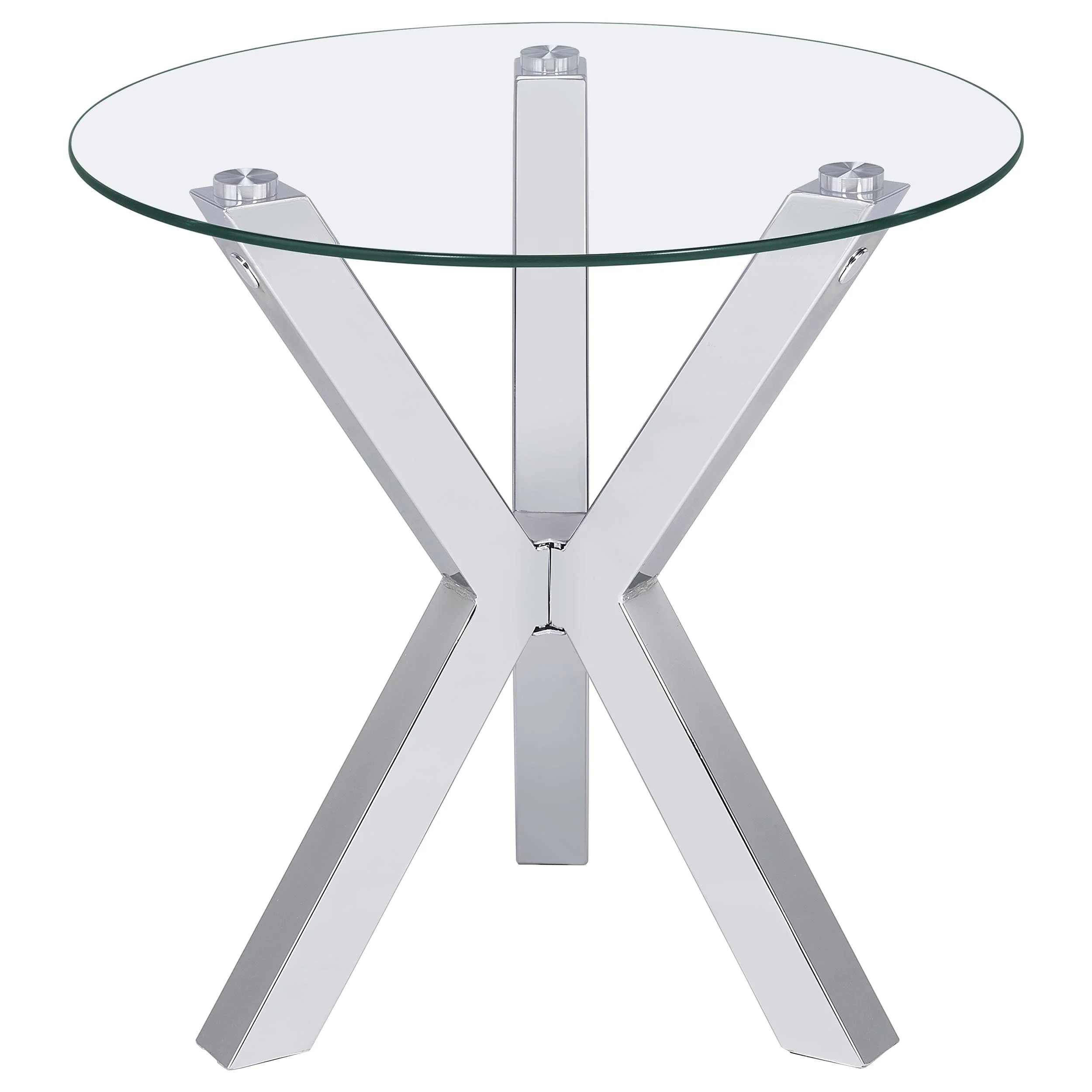 Kenzie Round Tempered Glass Top End Side Table Chrome - Image 4