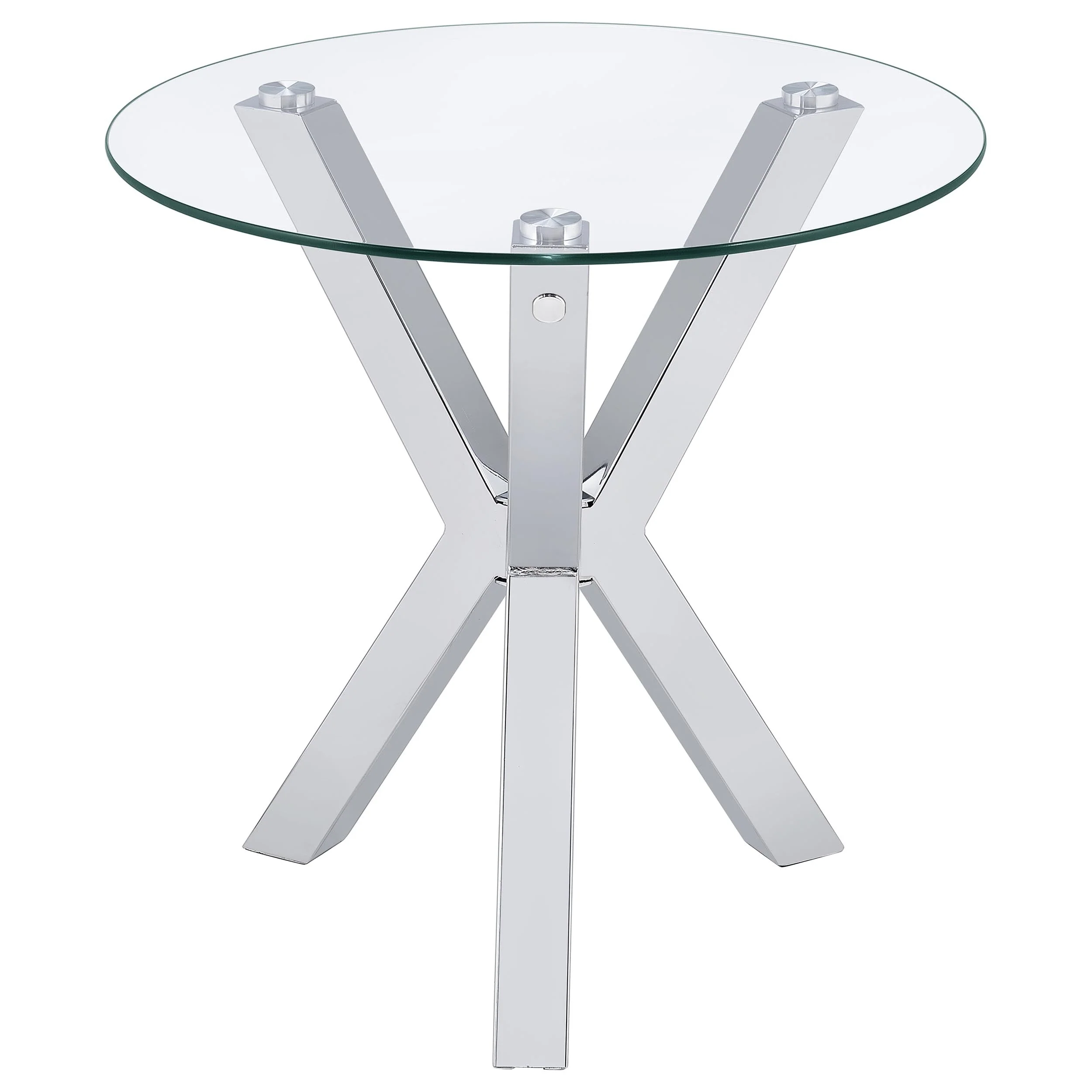 Kenzie Round Tempered Glass Top End Side Table Chrome - Image 5