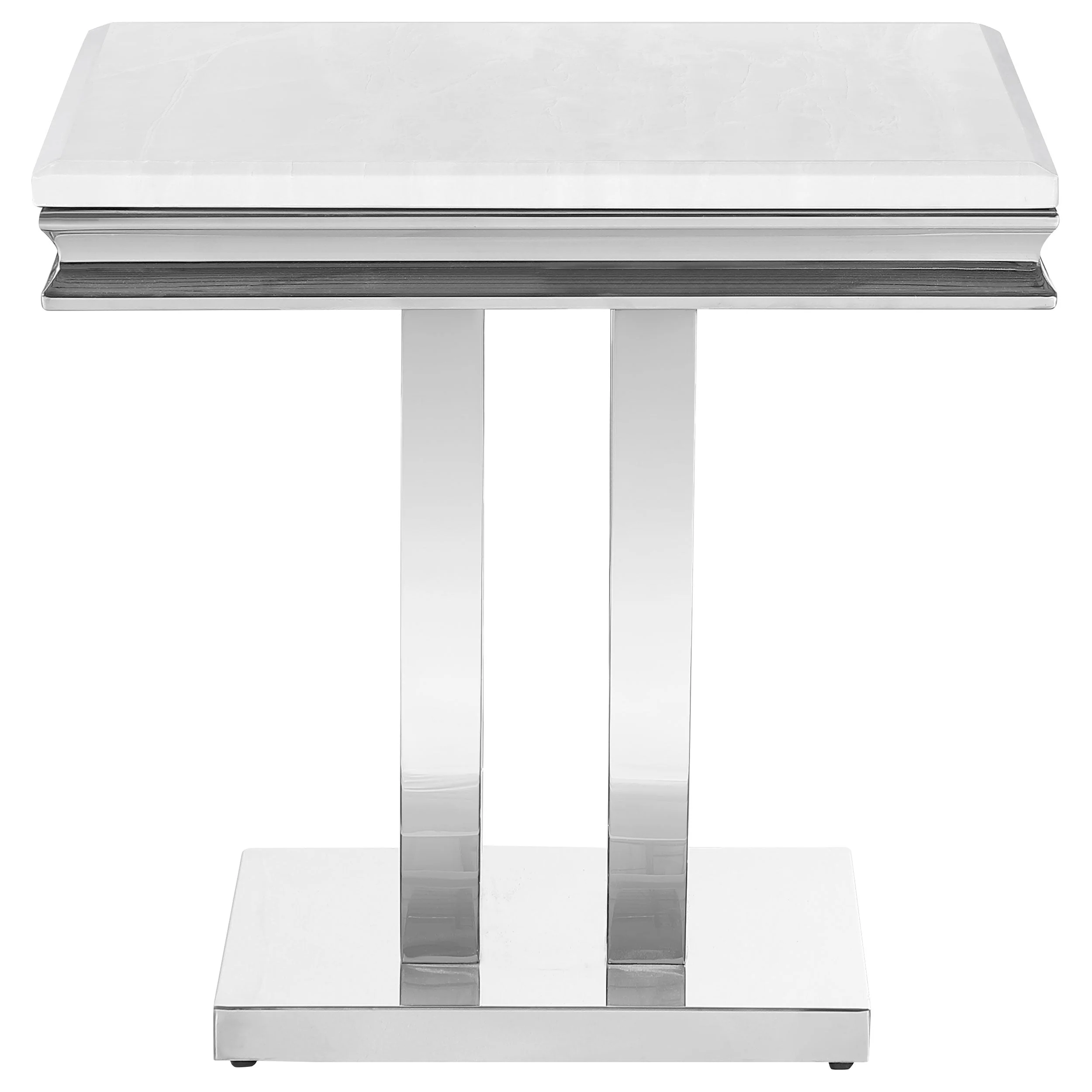 Kerwin Square Stone Top End Table White and Chrome - Image 5