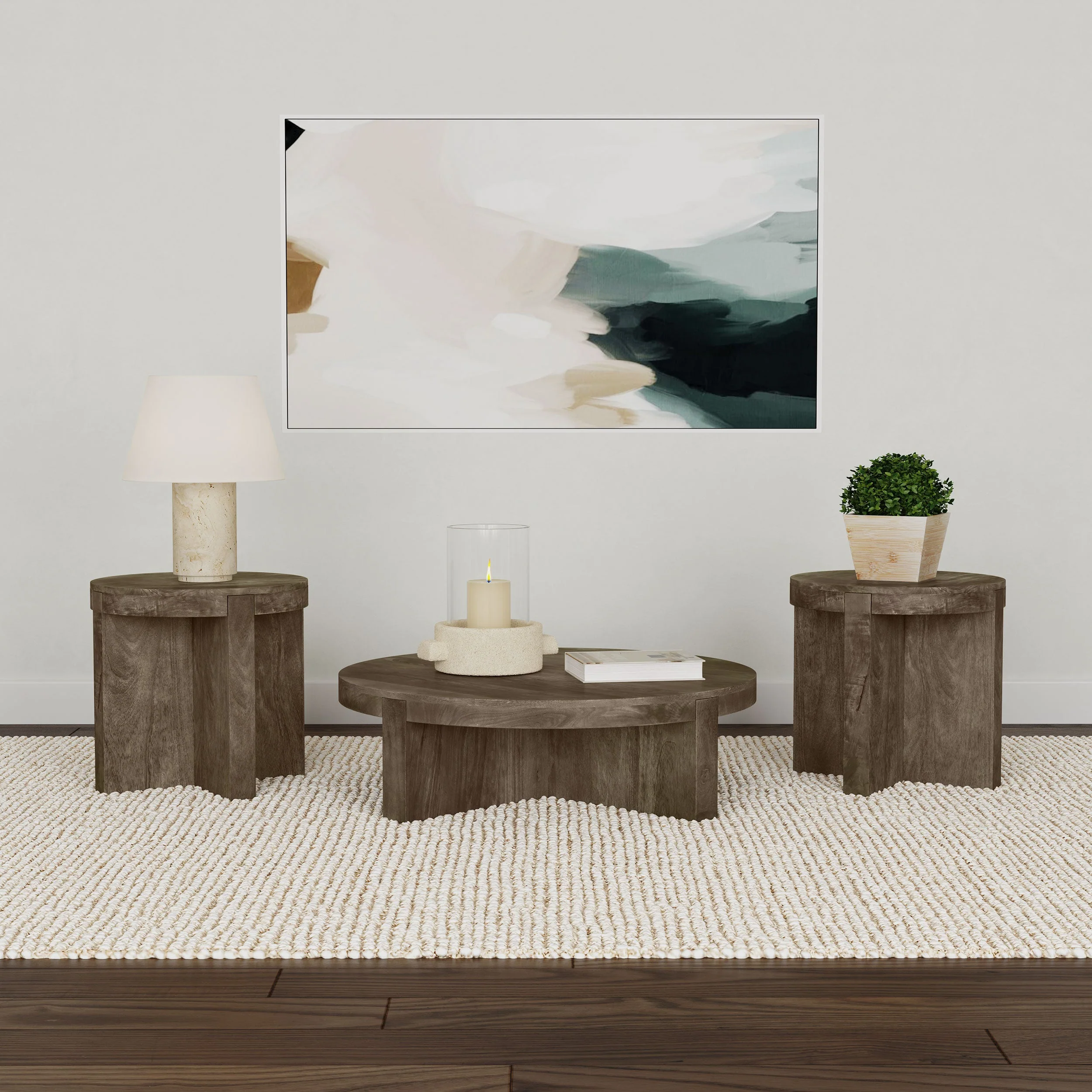 Kinkaid Solid Wood Coffee and End Table Set Brown - Image 4