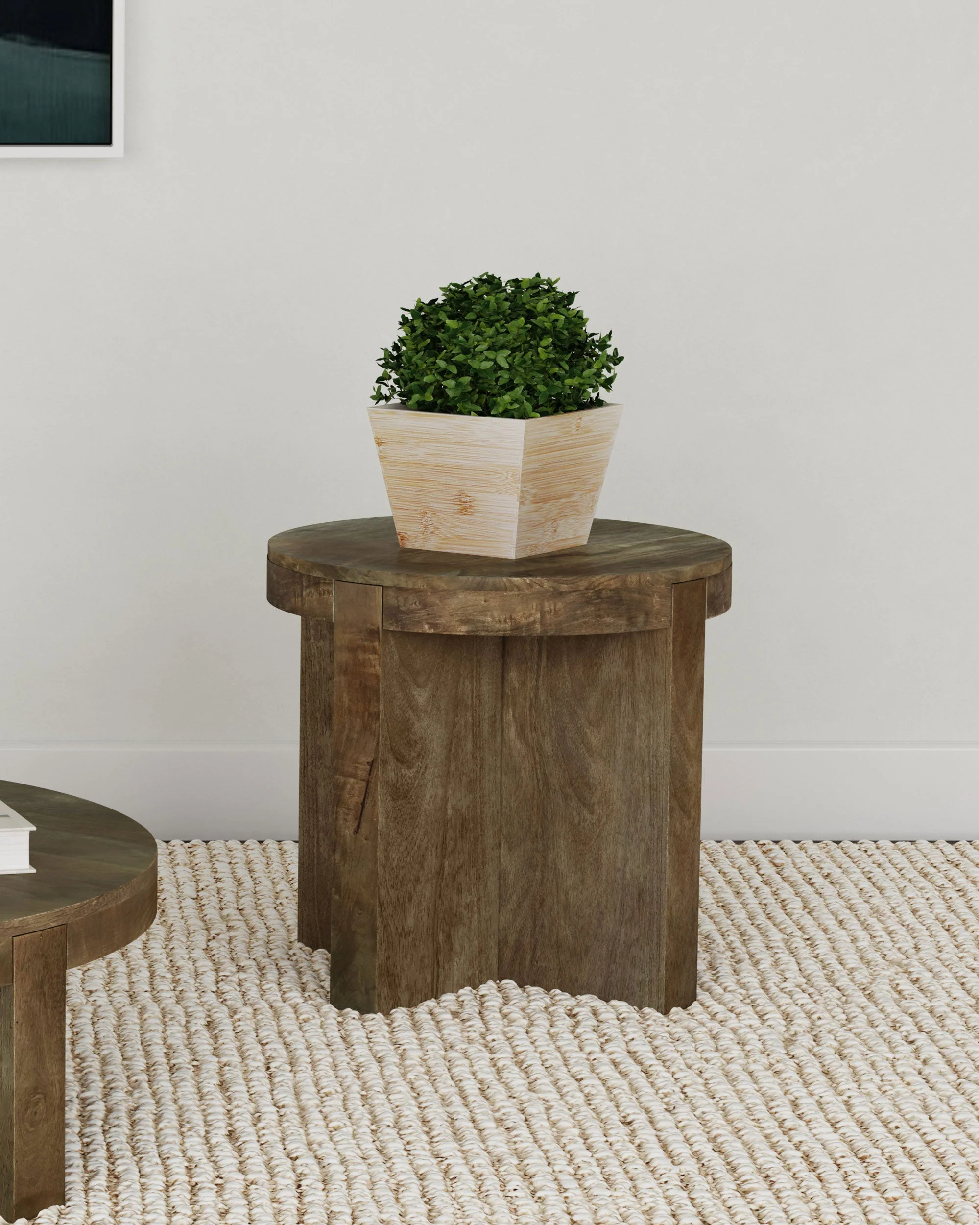 Kinkaid Round Solid Mango Wood End Table Brown - Image 3