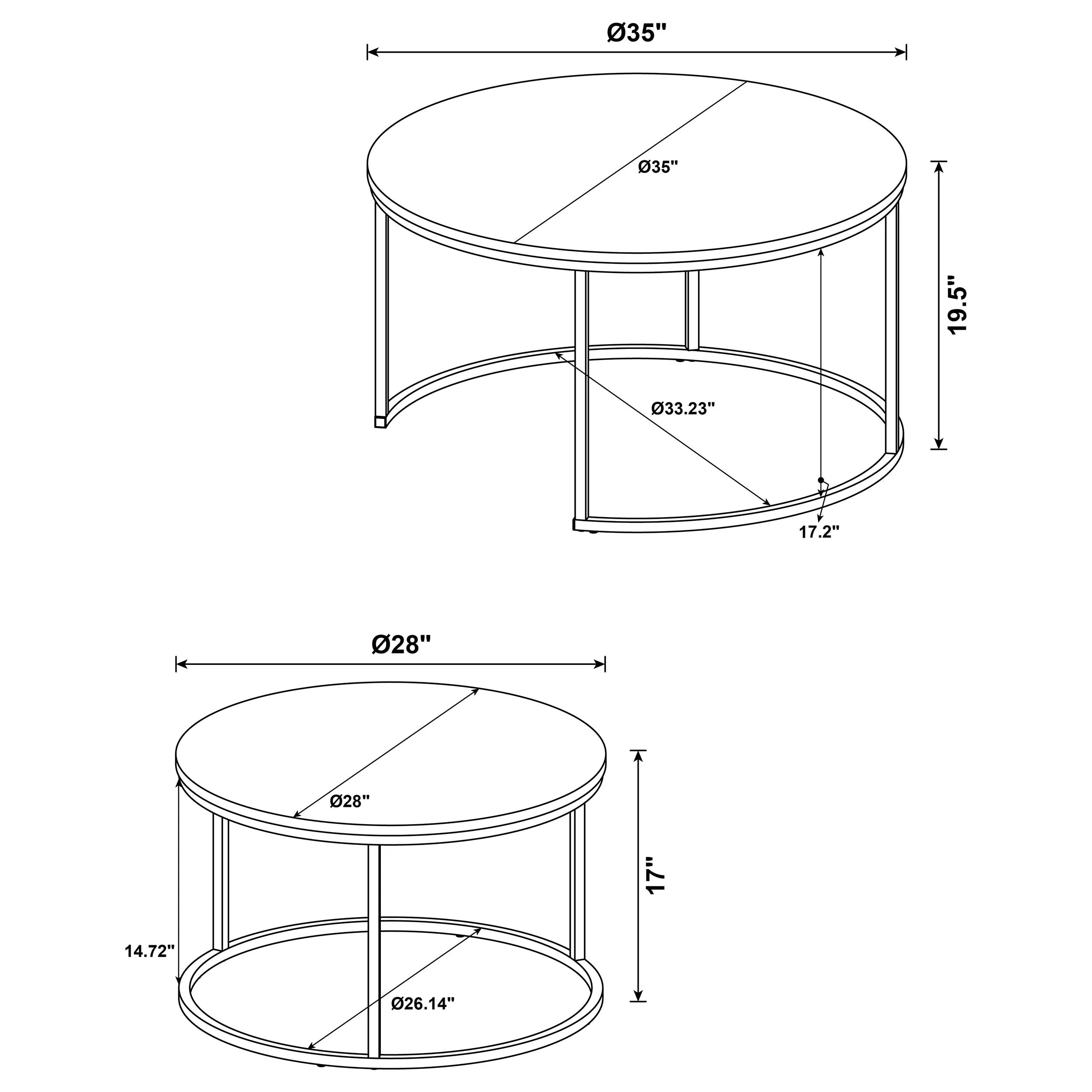 Lainey Round Faux Marble Nesting Coffee Table - Image 30