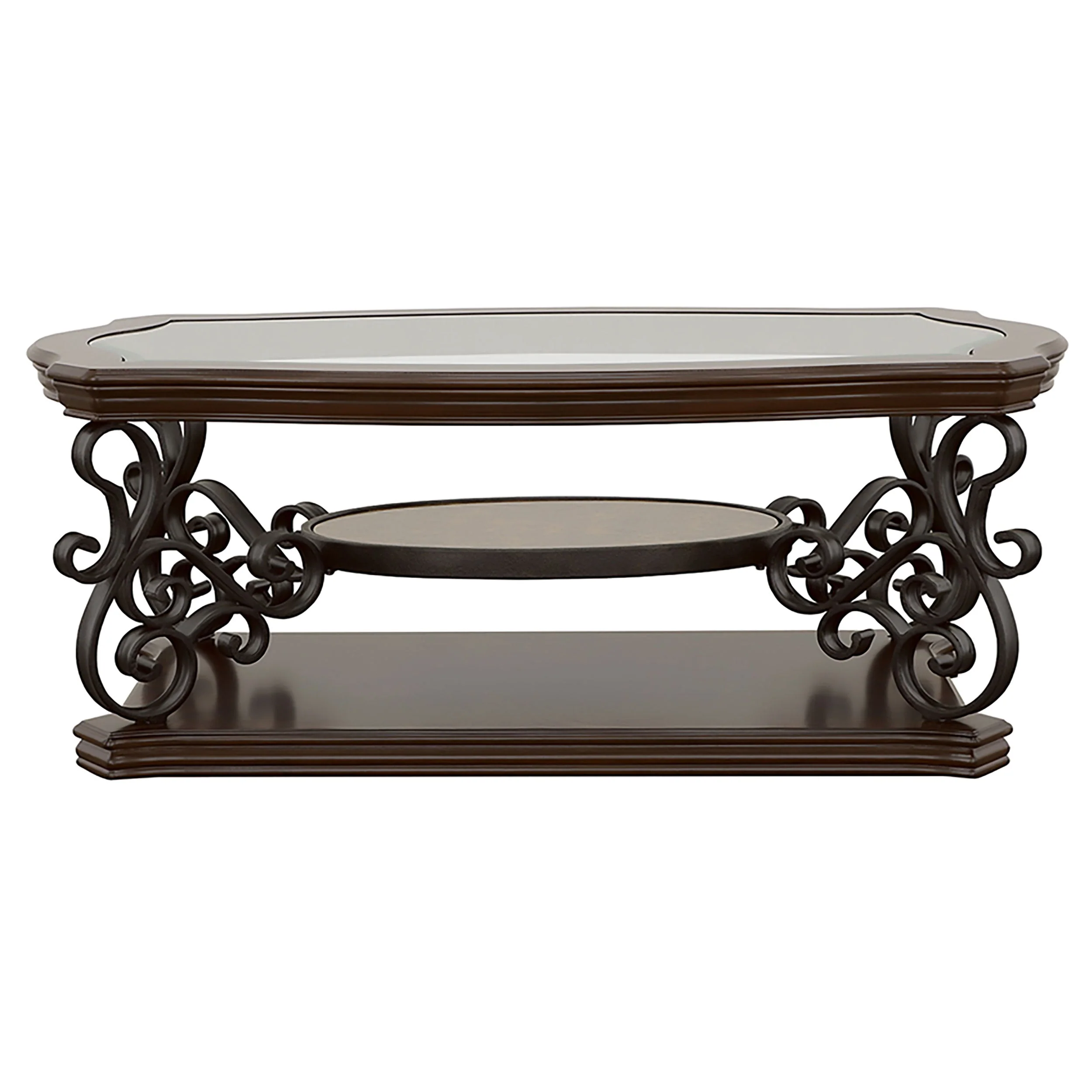 Laney Glass Top Coffee and End Table Set Dark Merlot - Image 13