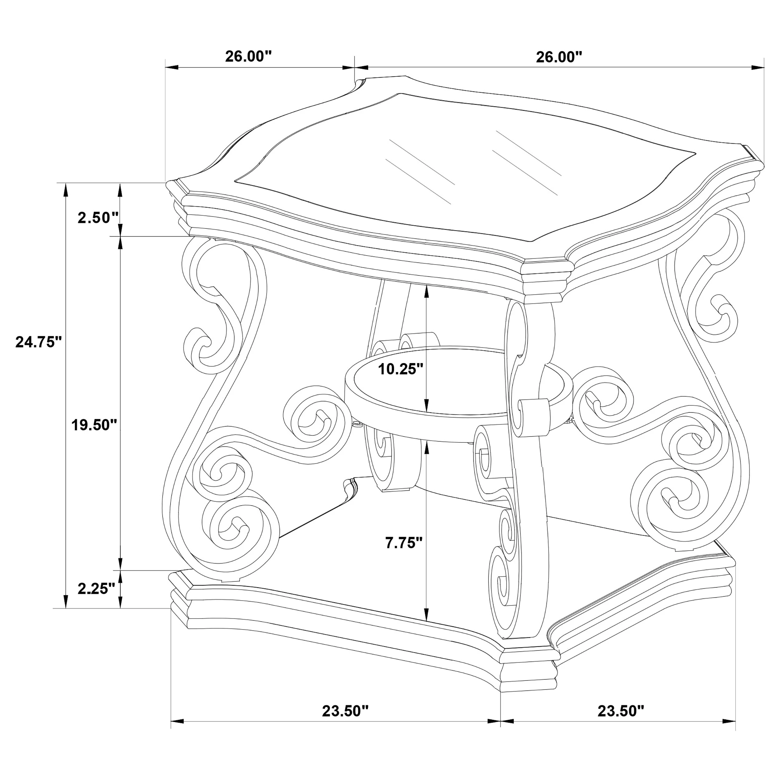 Laney Glass Top Coffee and End Table Set Dark Merlot - Image 22
