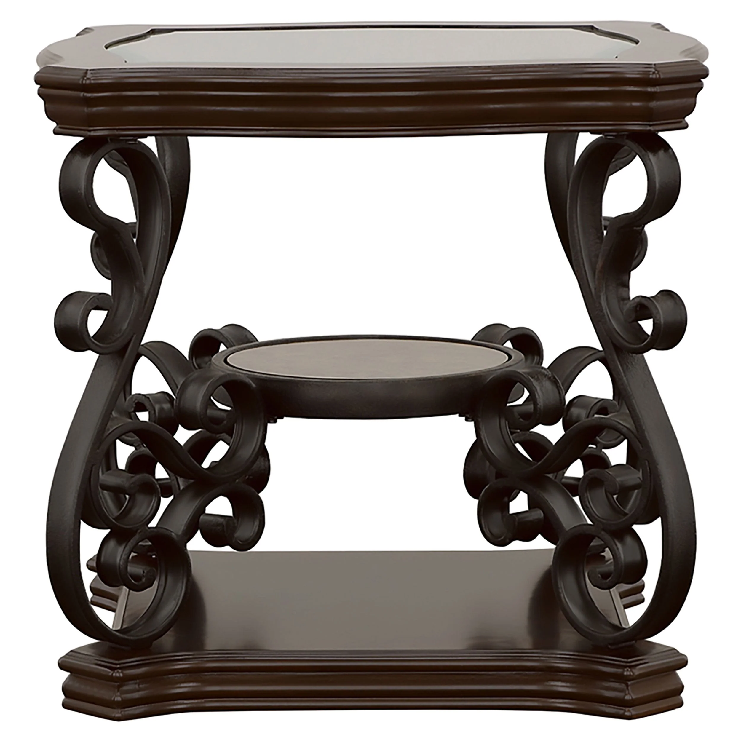 Laney 1-shelf Glass Top Rectangular End Table Deep Merlot - Image 4