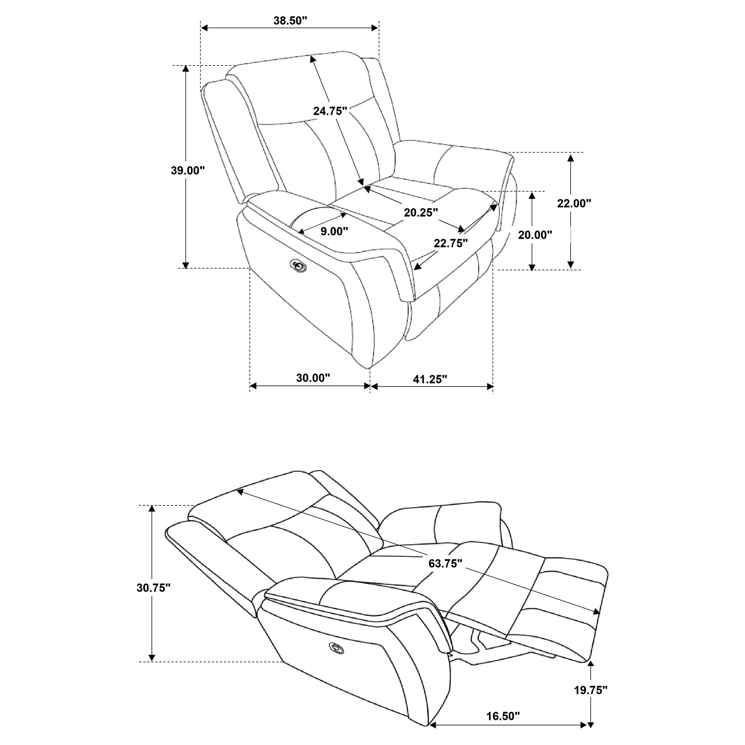 Lawrence Upholstered Padded Arm Glider Recliner Charcoal - Image 7
