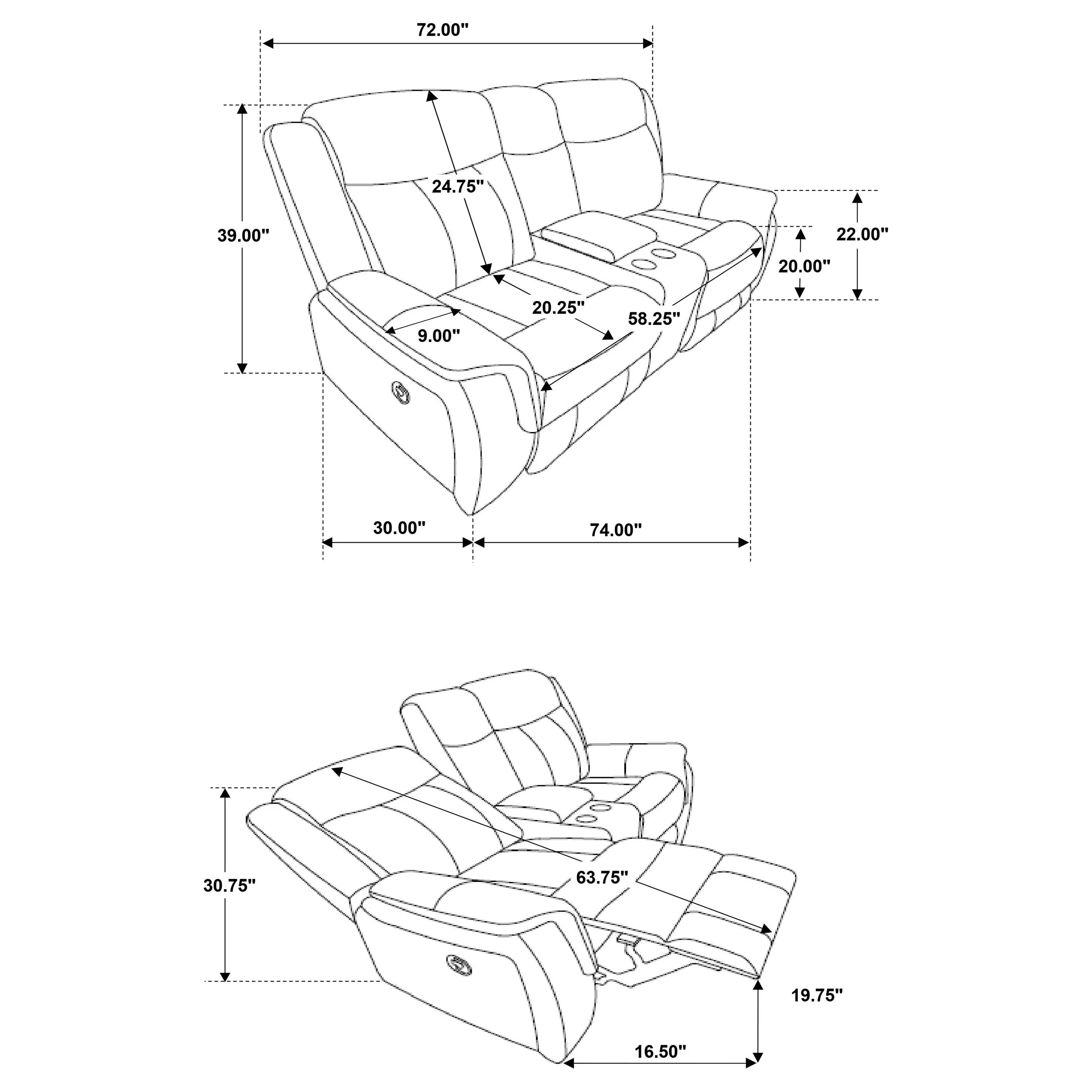 Lawrence Upholstered Reclining Sofa Set Charcoal - Image 19