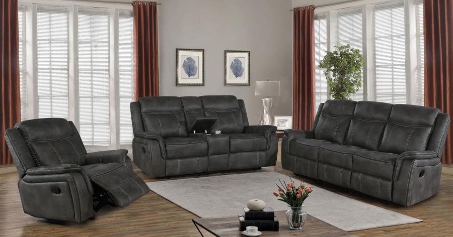 Lawrence Upholstered Reclining Sofa Set Charcoal - Image 2