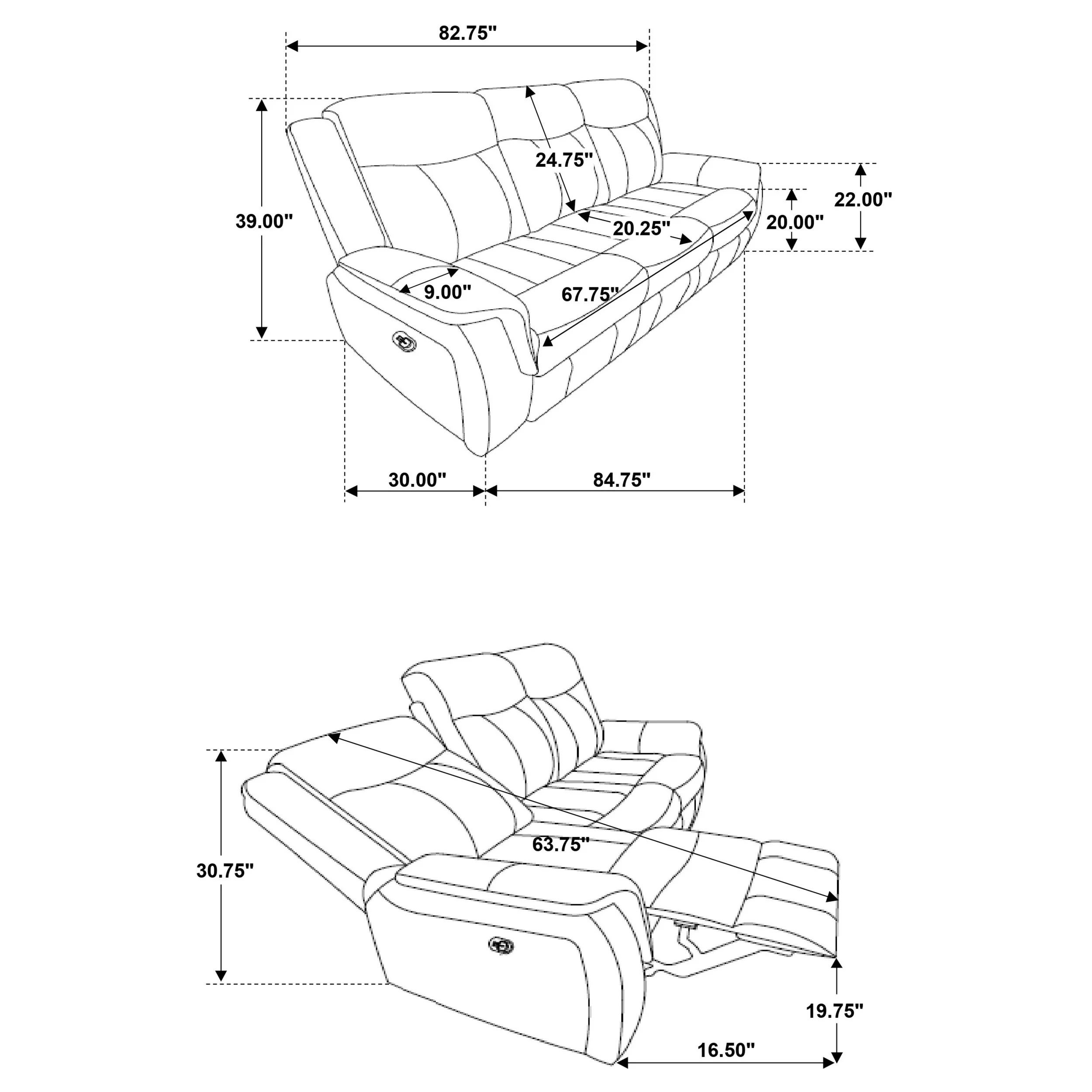 Lawrence Upholstered Reclining Sofa Set Charcoal - Image 21