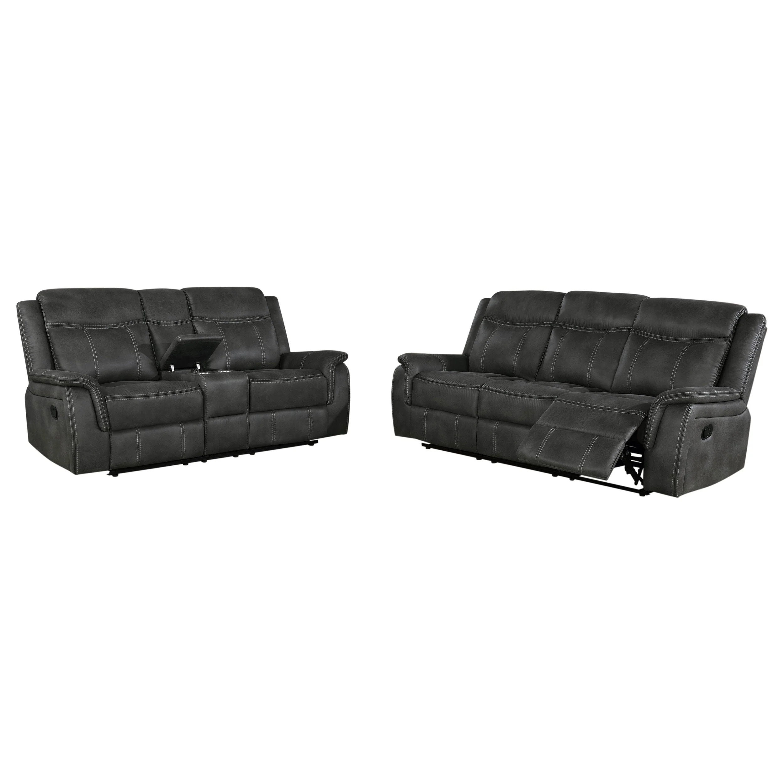 Lawrence Upholstered Reclining Sofa Set Charcoal - Image 5