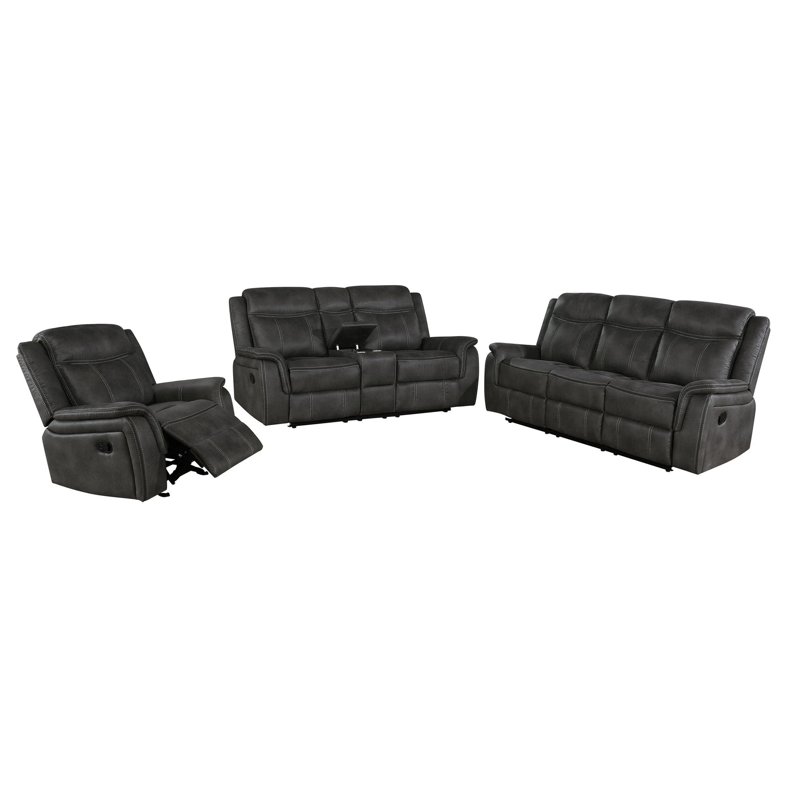 Lawrence Upholstered Reclining Sofa Set Charcoal - Image 6