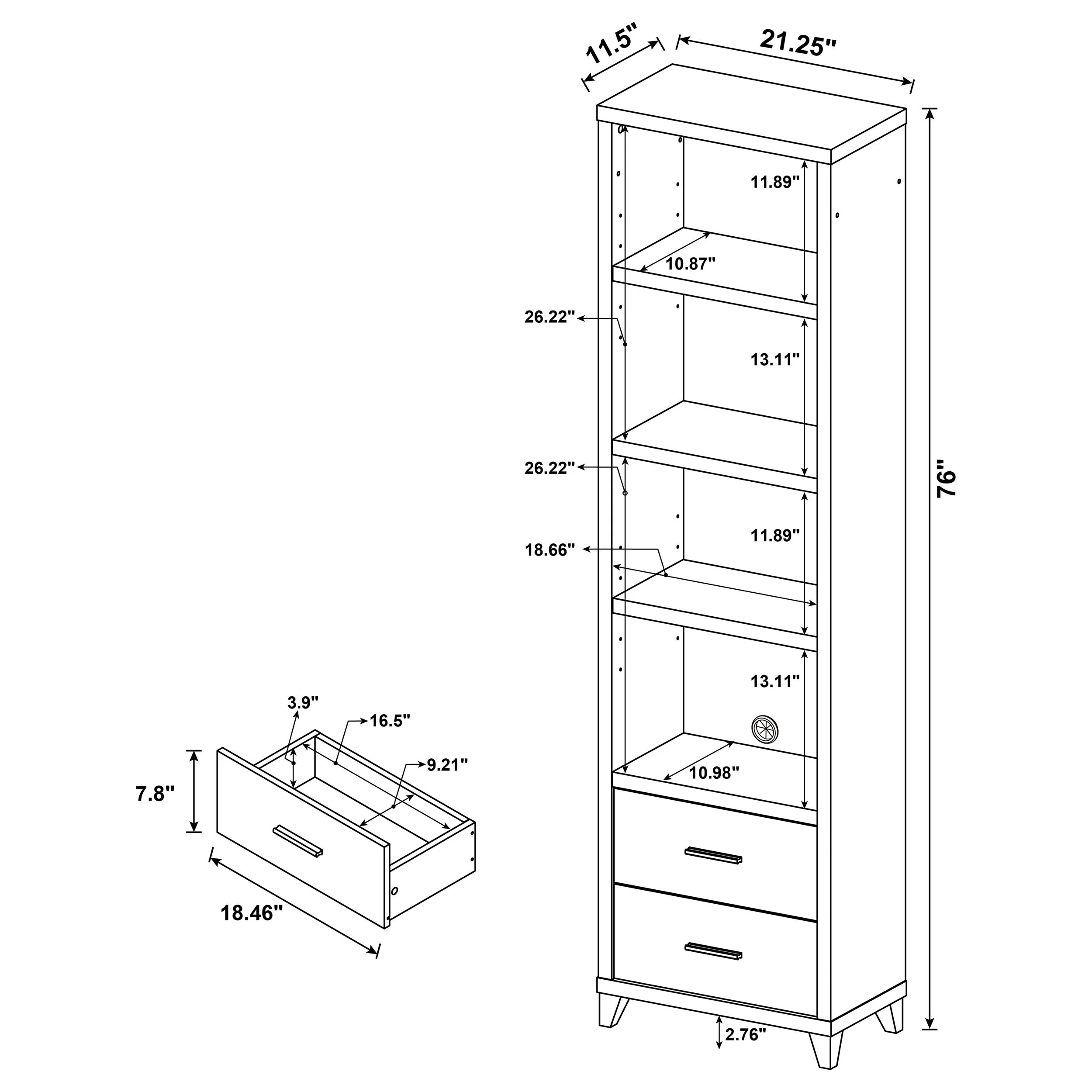 Lewes 4-shelf Engineered Wood Media Tower Cappuccino - Image 10