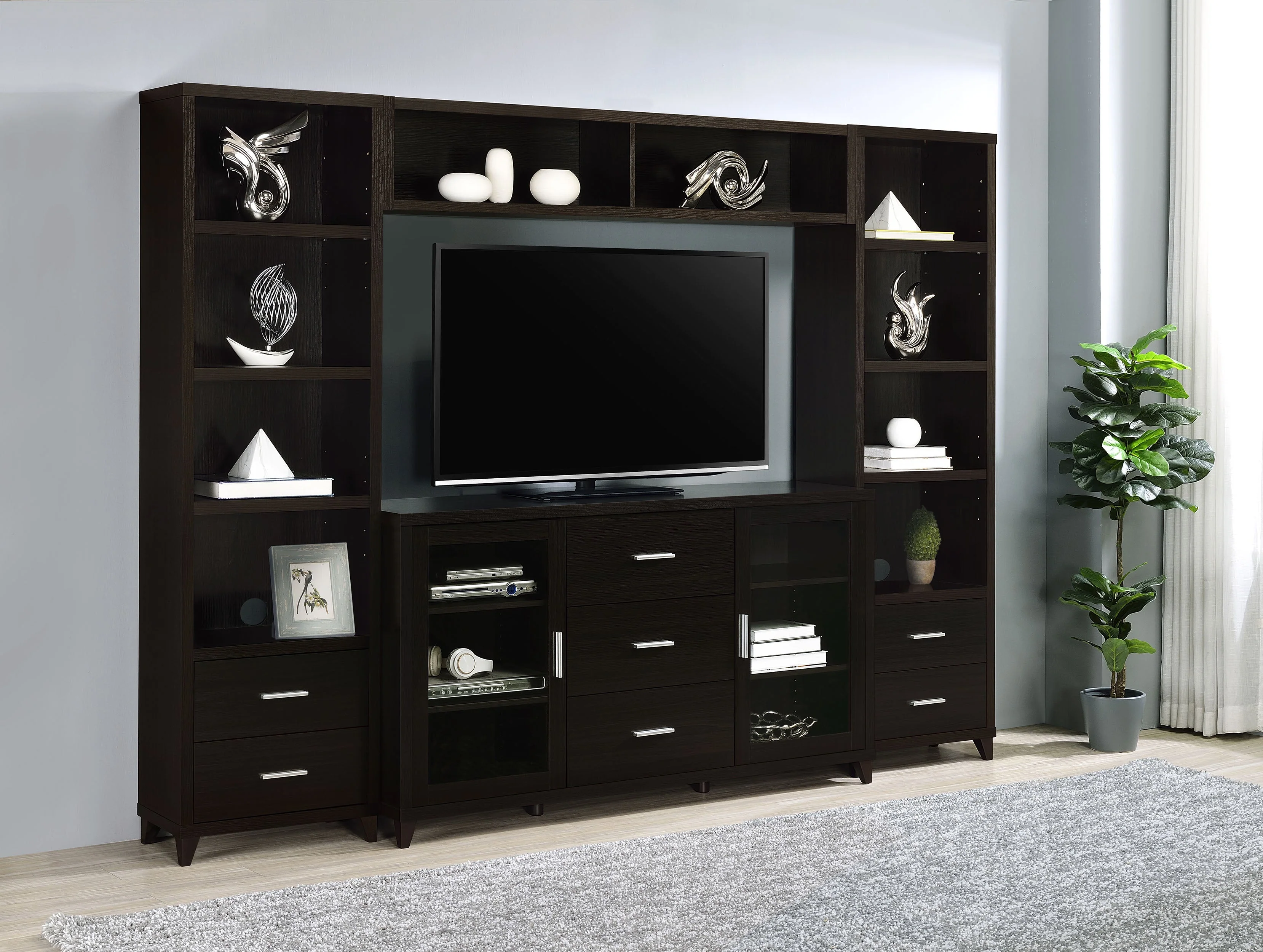 Lewes 4-shelf Engineered Wood Media Tower Cappuccino - Image 11