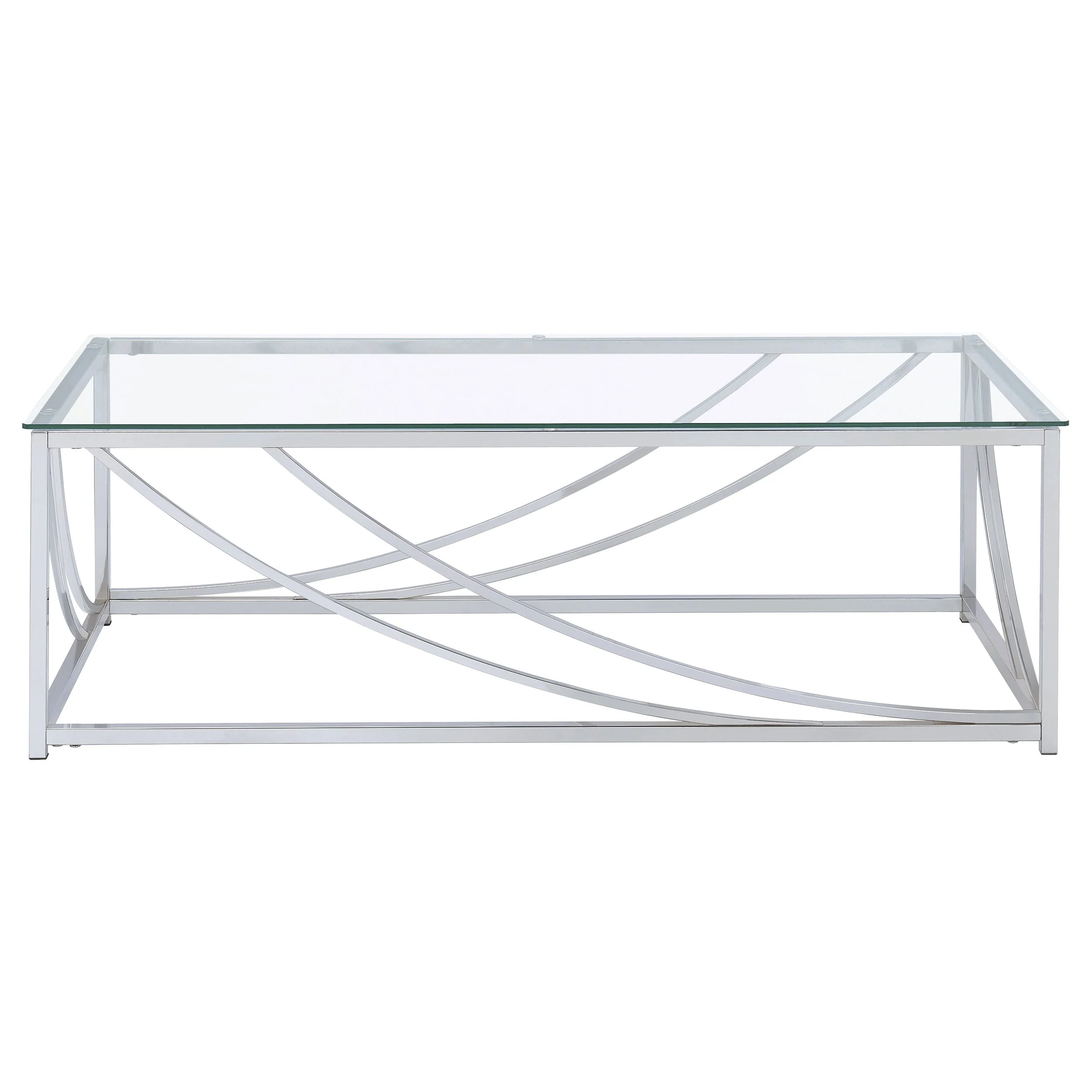 Lille Rectangular Glass Top Coffee Table Chrome - Image 4