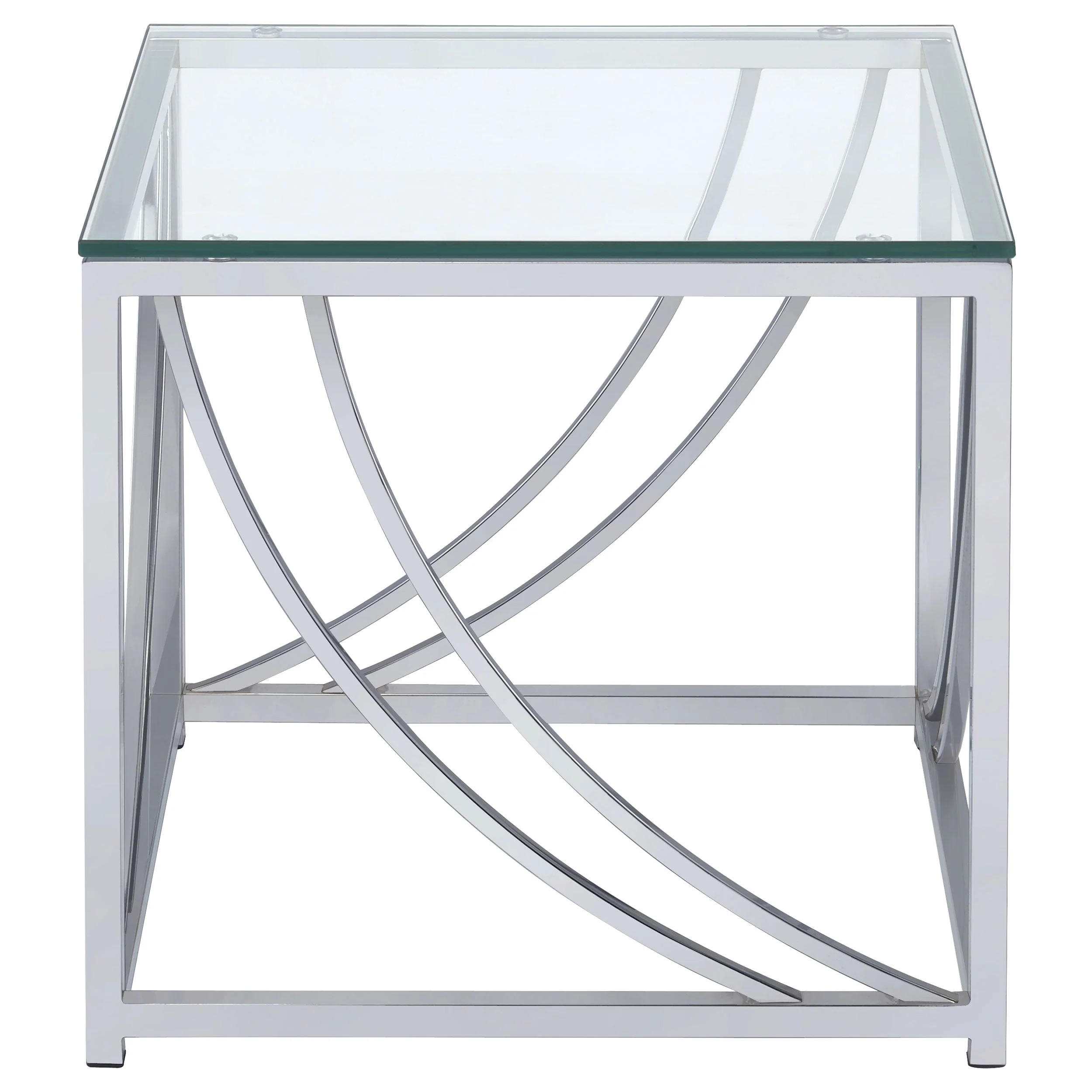 Lille Square Glass Top Side End Table Chrome - Image 4