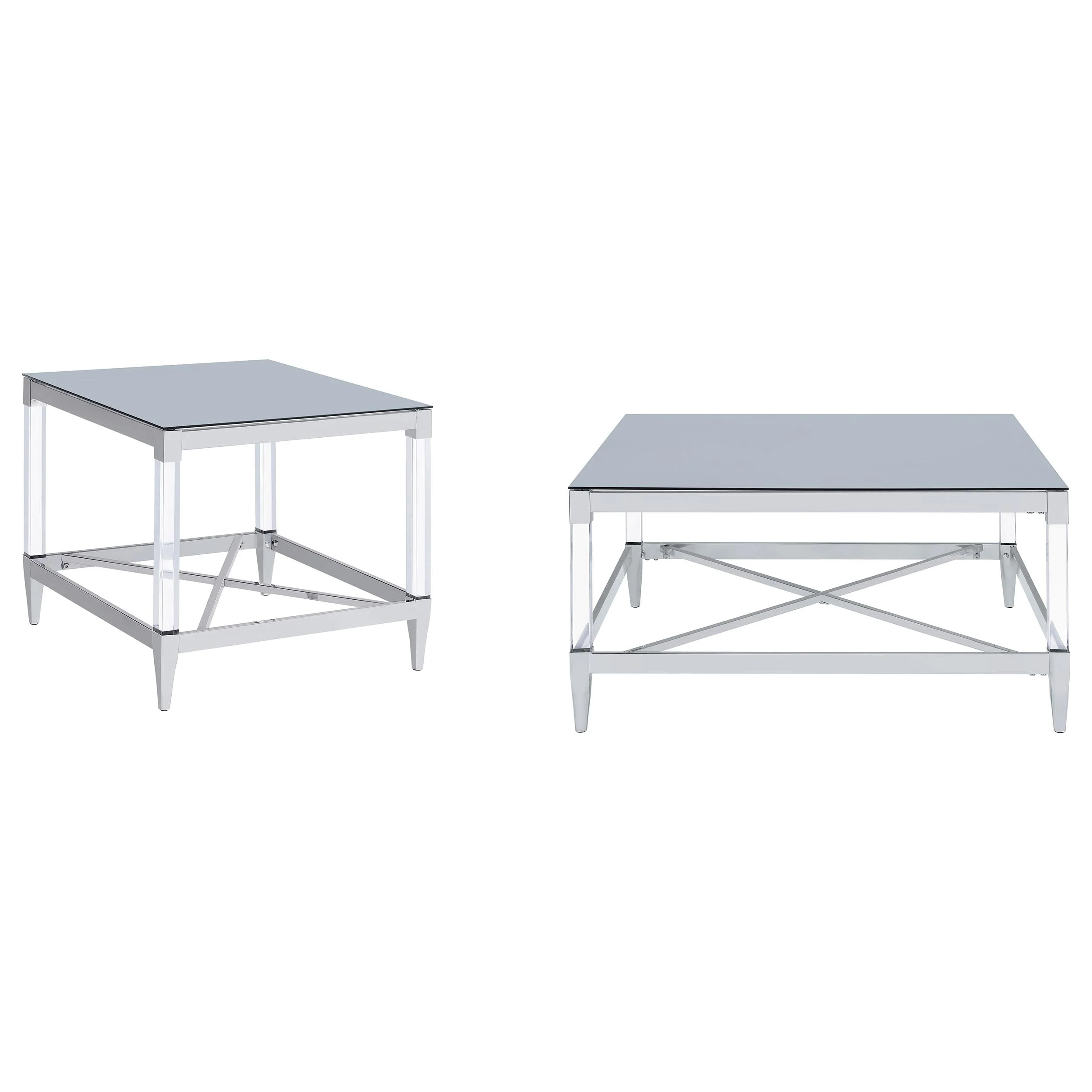 Lindley Square Coffee and End Table Set Chrome - Image 5