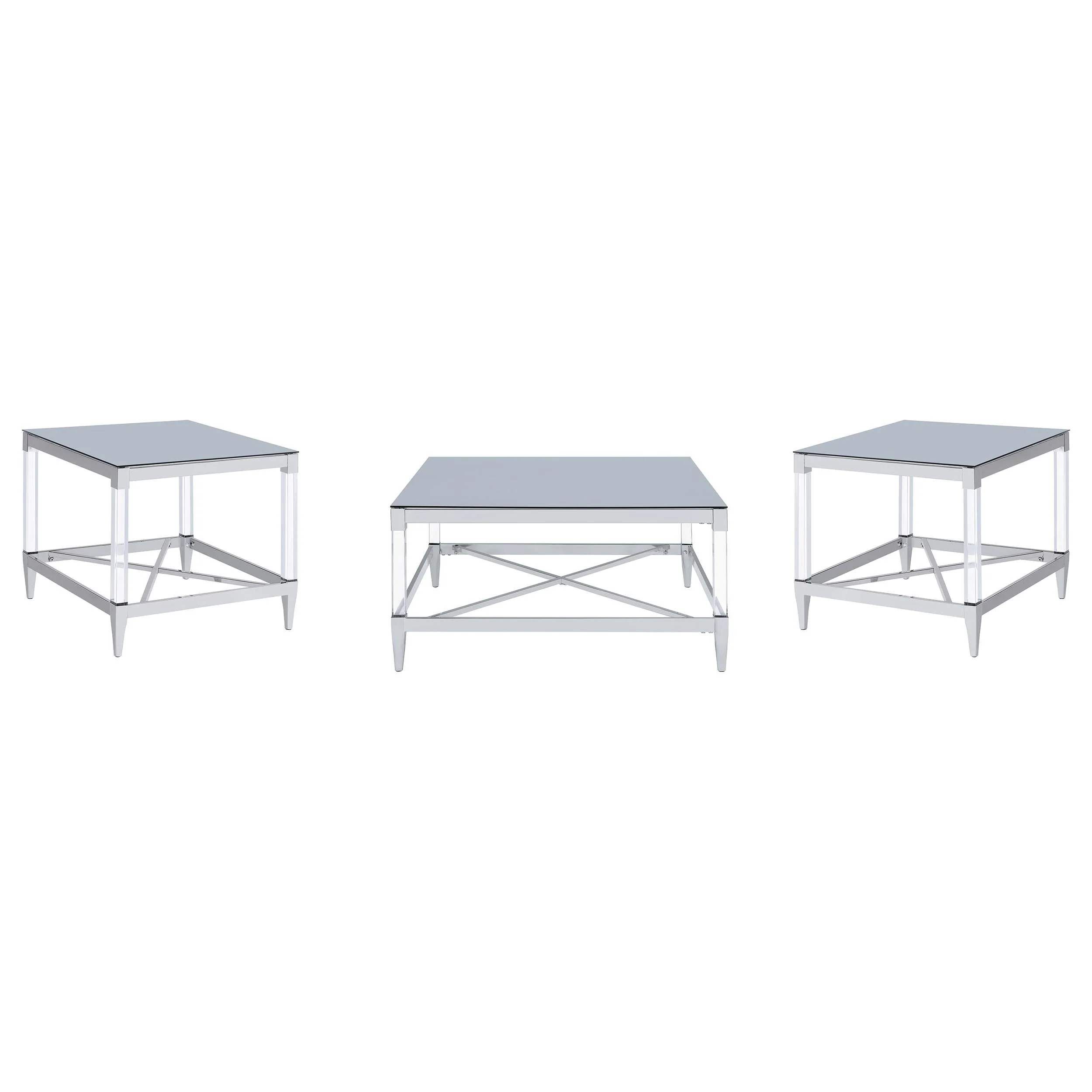 Lindley Square Coffee and End Table Set Chrome - Image 6