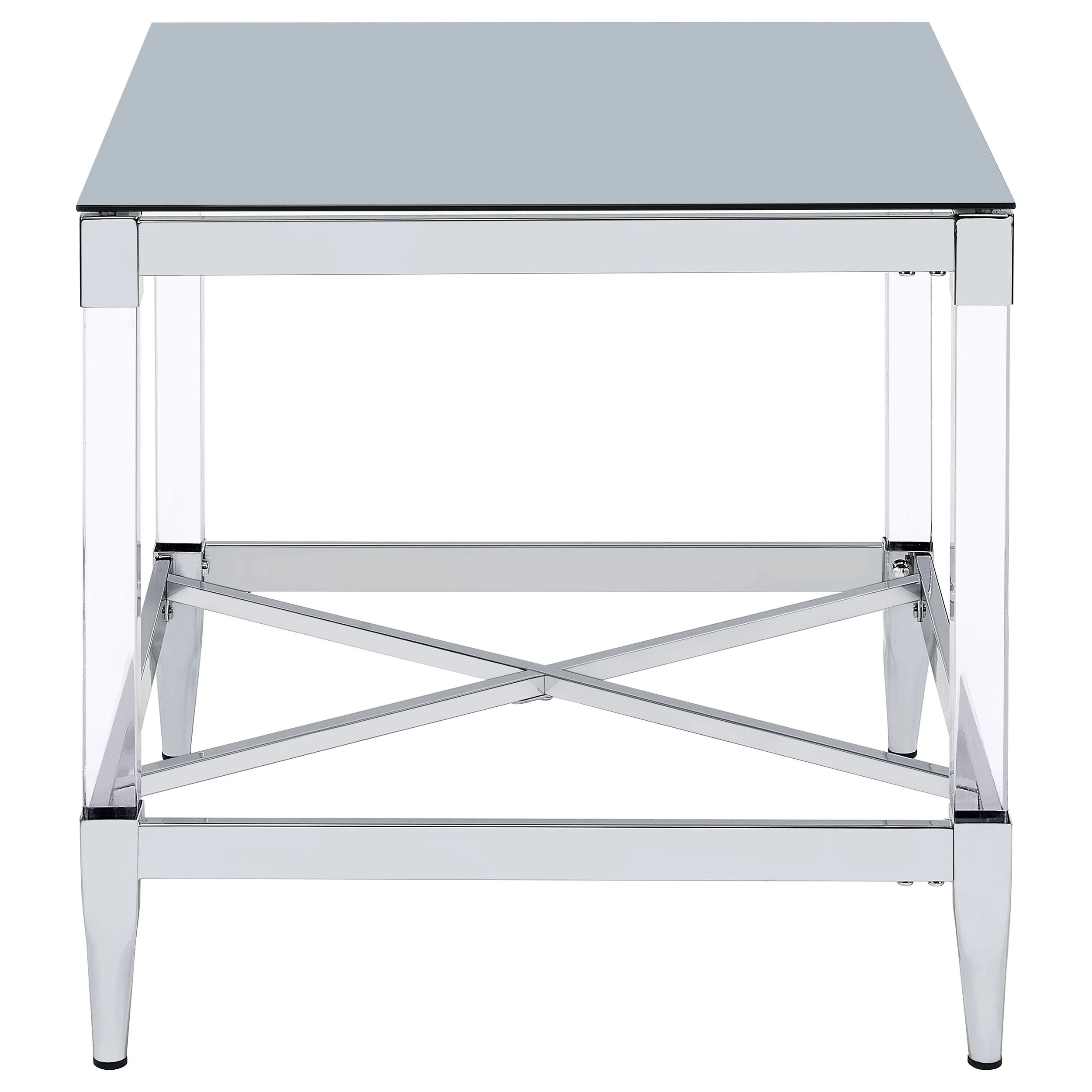 Lindley Square Tempered Mirror Acrylic Side End Table Chrome - Image 6