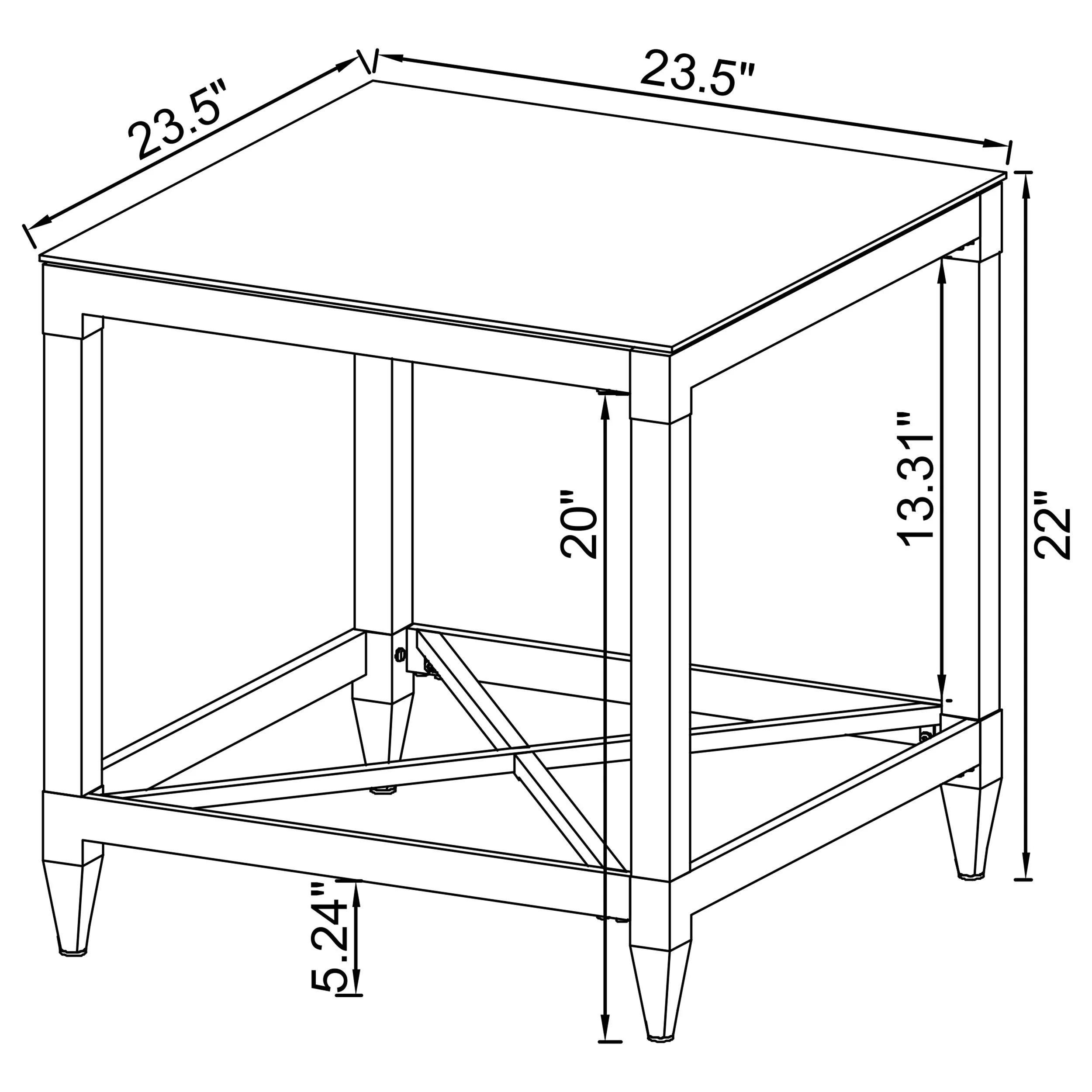 Lindley Square Tempered Mirror Acrylic Side End Table Chrome - Image 9