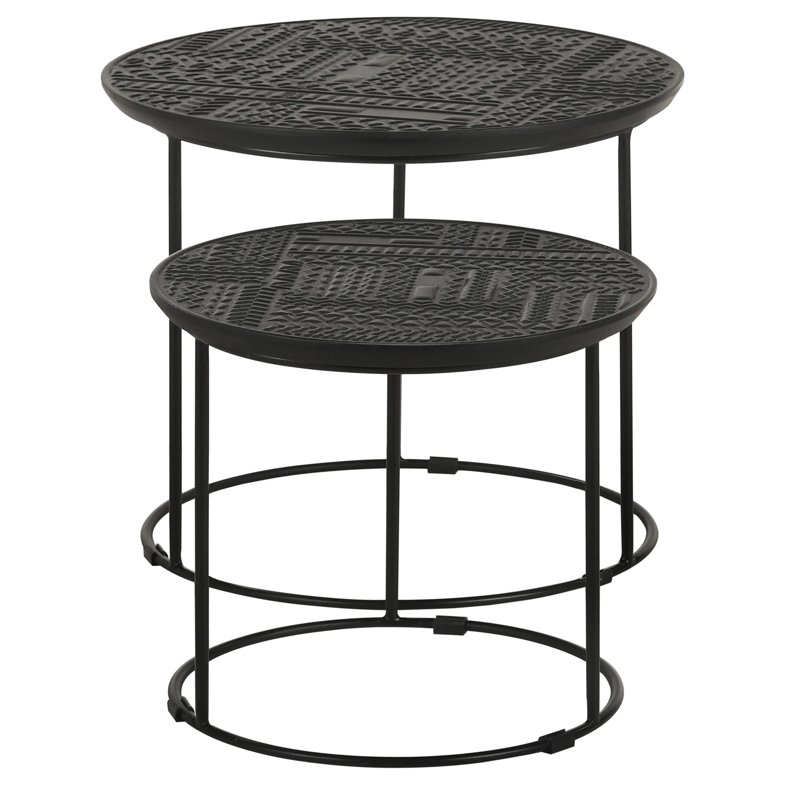 Loannis 2-piece Round Mango Wood Nesting Table Matte Black - Image 4