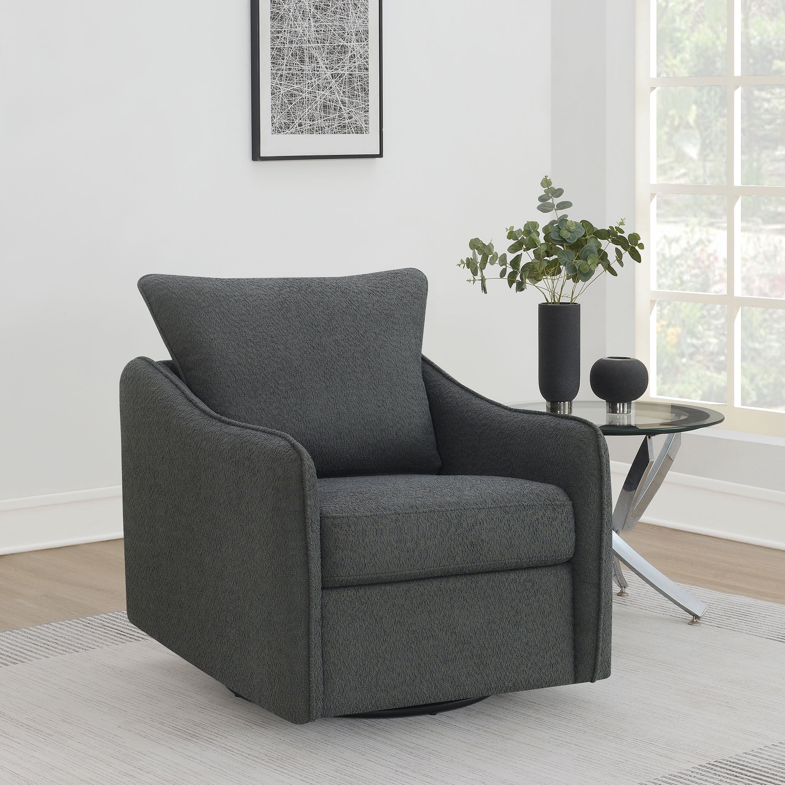 Madia Upholstered Sloped Arm Swivel Glider Chair - Image 6