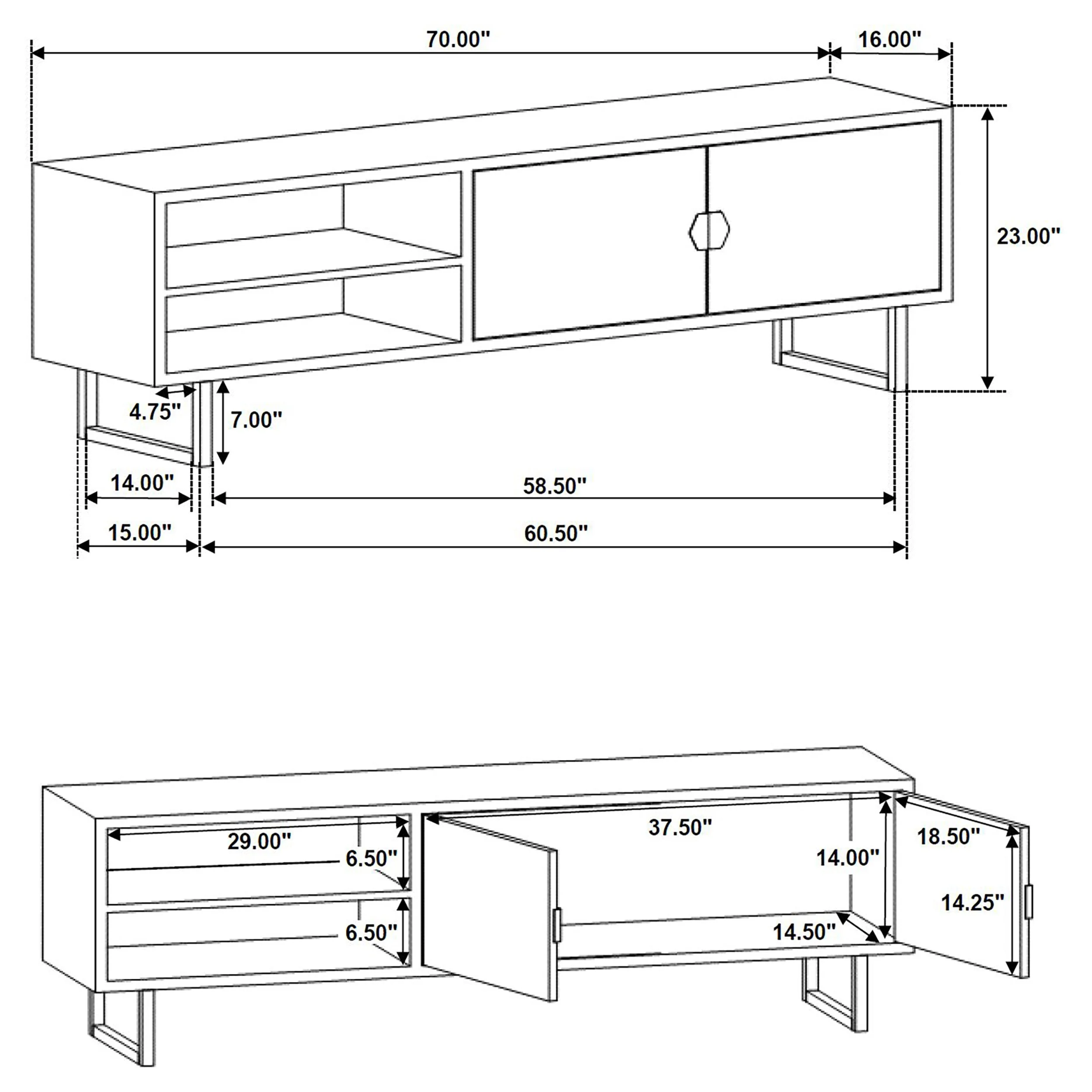 Marsden 2-door Mango Wood 70-inch TV Stand Charcoal Black - Image 12