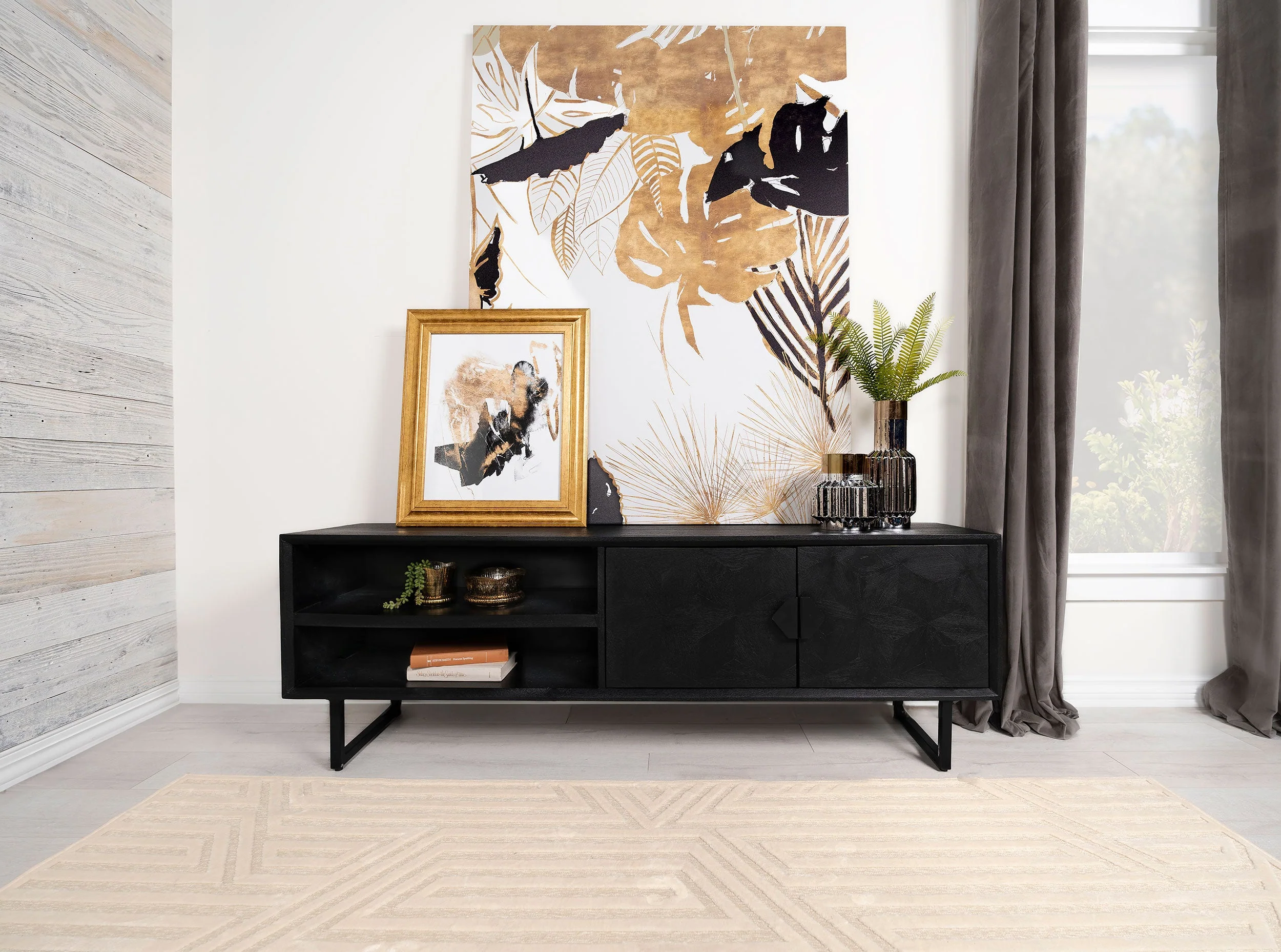 Marsden 2-door Mango Wood 70-inch TV Stand Charcoal Black - Image 3