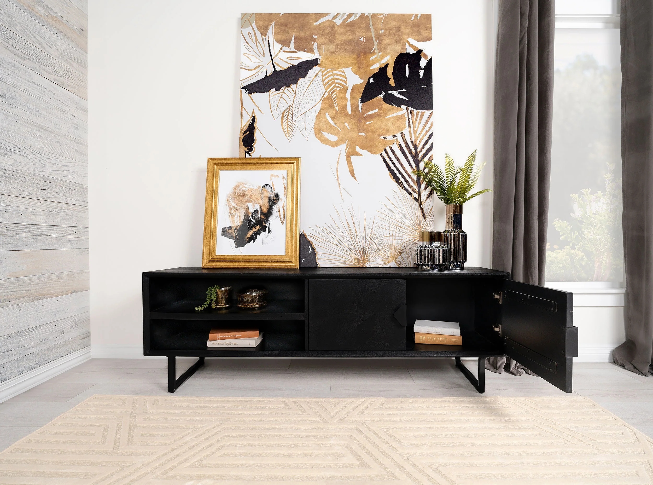 Marsden 2-door Mango Wood 70-inch TV Stand Charcoal Black - Image 4
