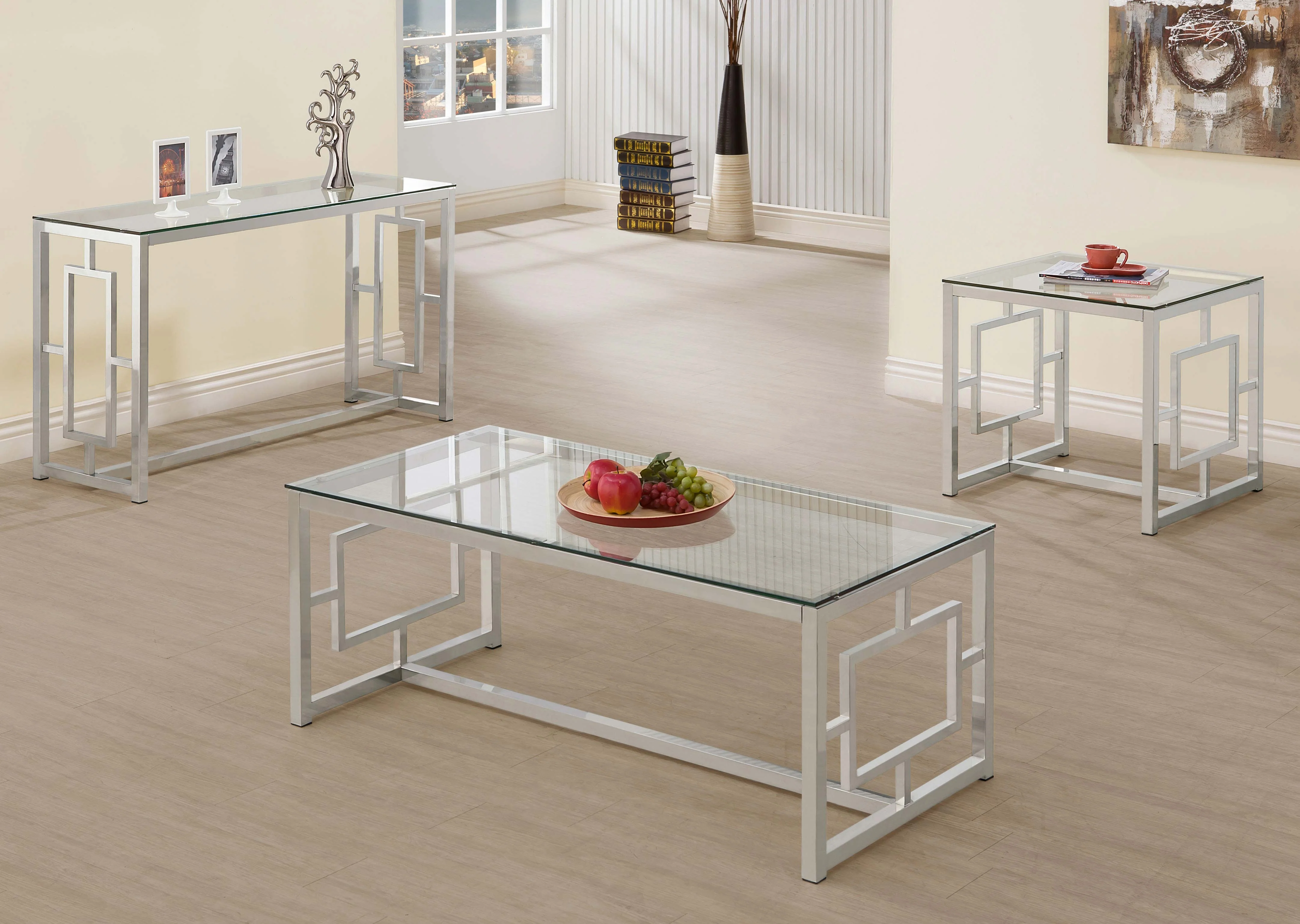 Merced Square Glass Top Side End Table Nickel - Image 5
