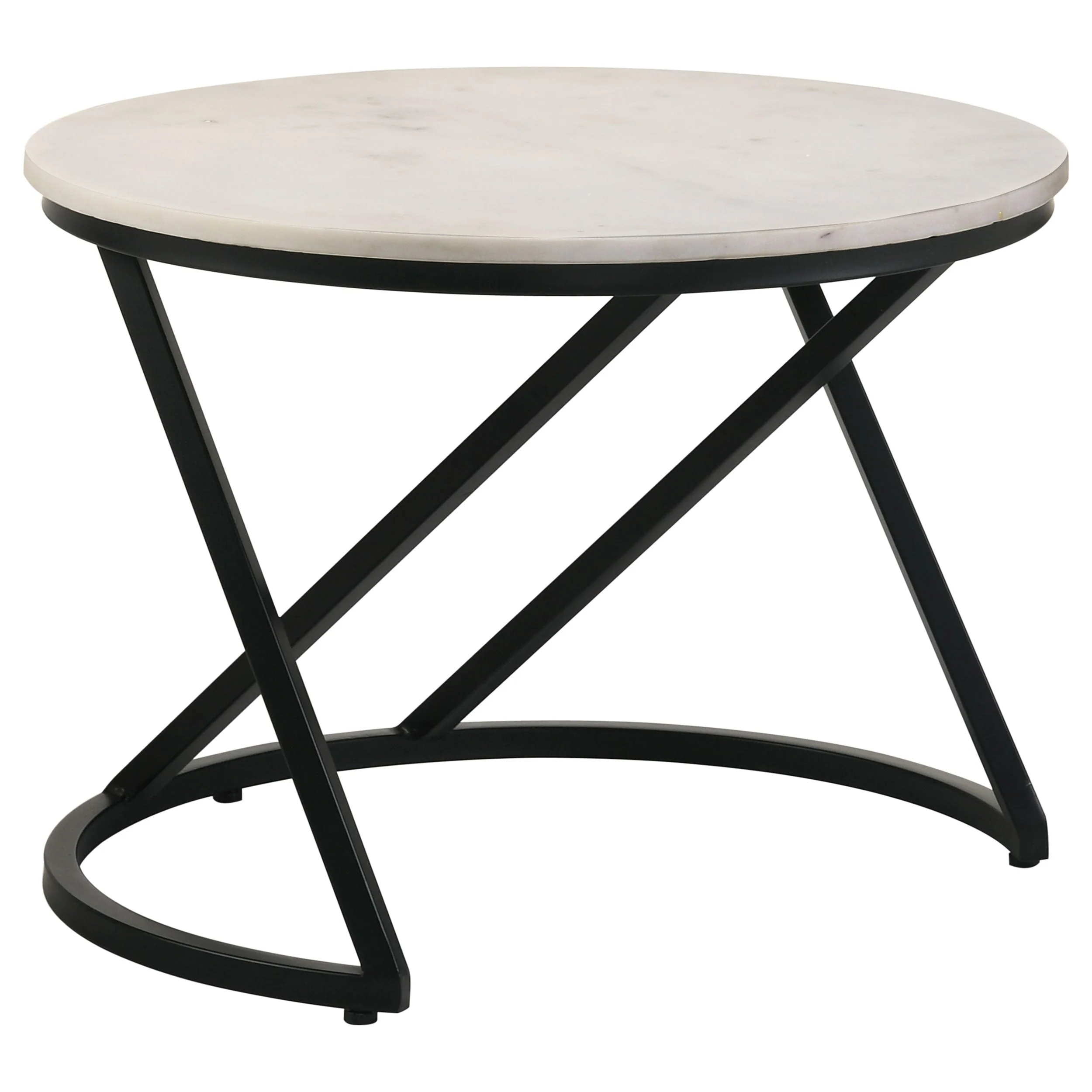 Miguel Round Marble Top Coffee Table White and Black - Image 2