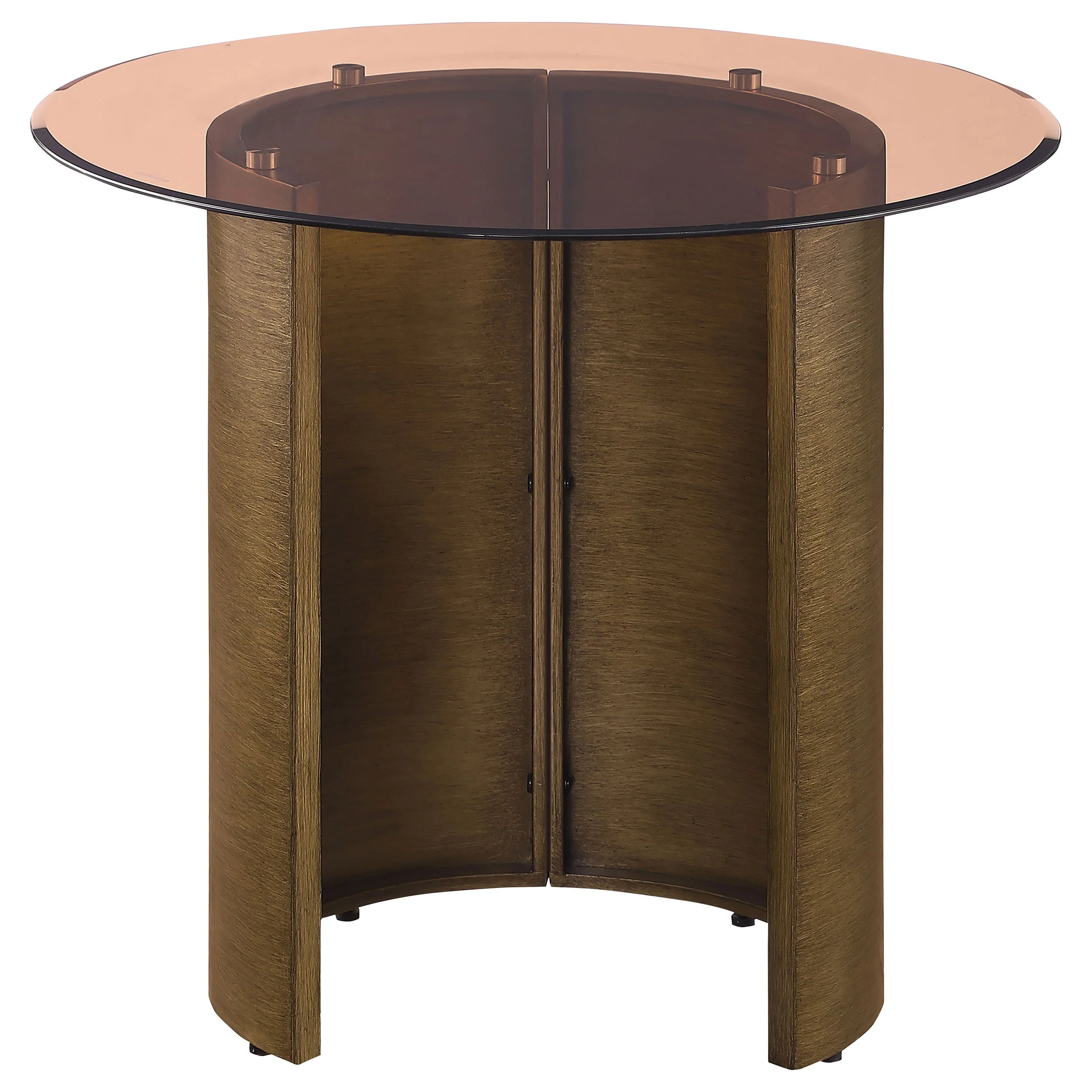 Morena Round Tawny Glass Top Side End Table Brushed Bronze - Image 4