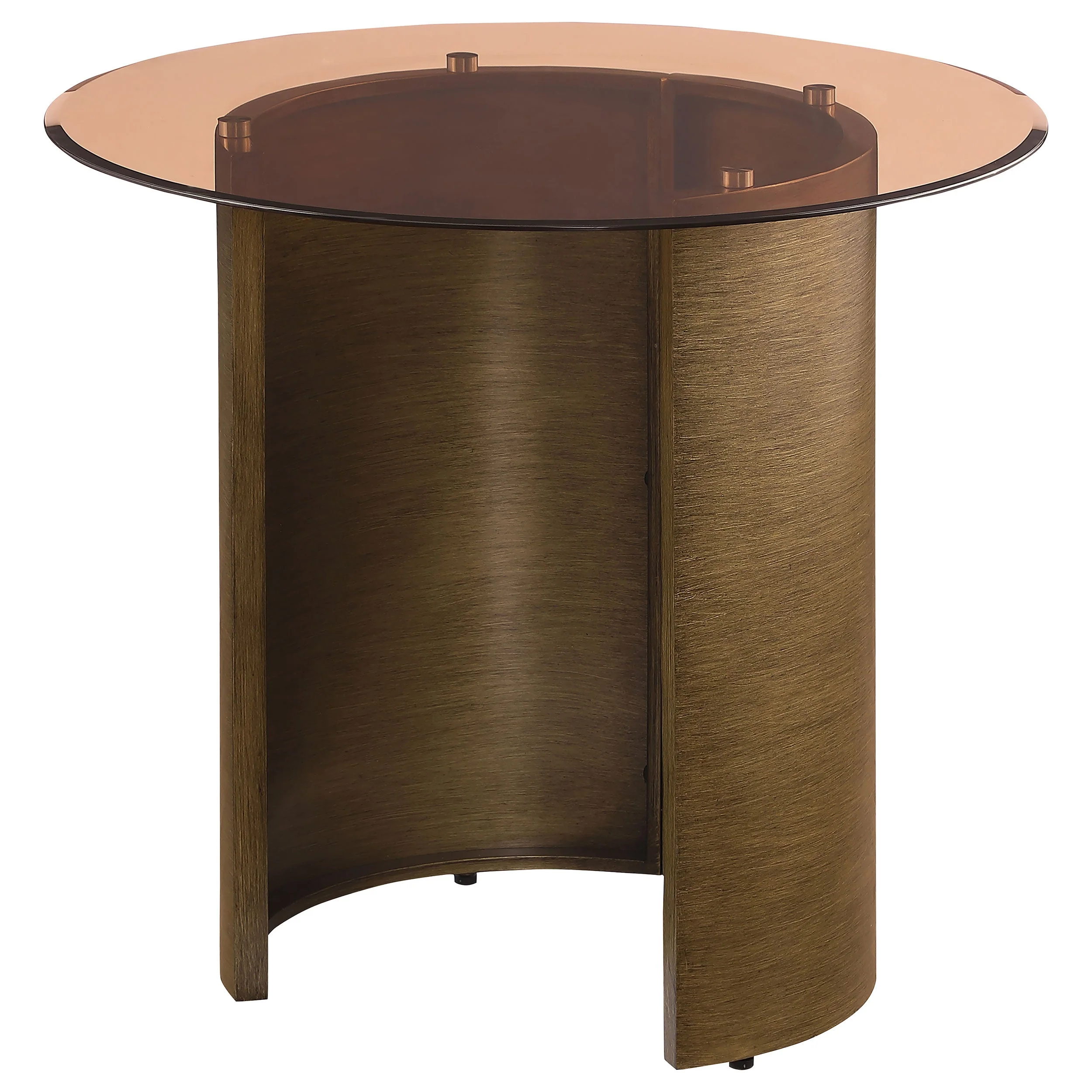 Morena Round Tawny Glass Top Side End Table Brushed Bronze - Image 5
