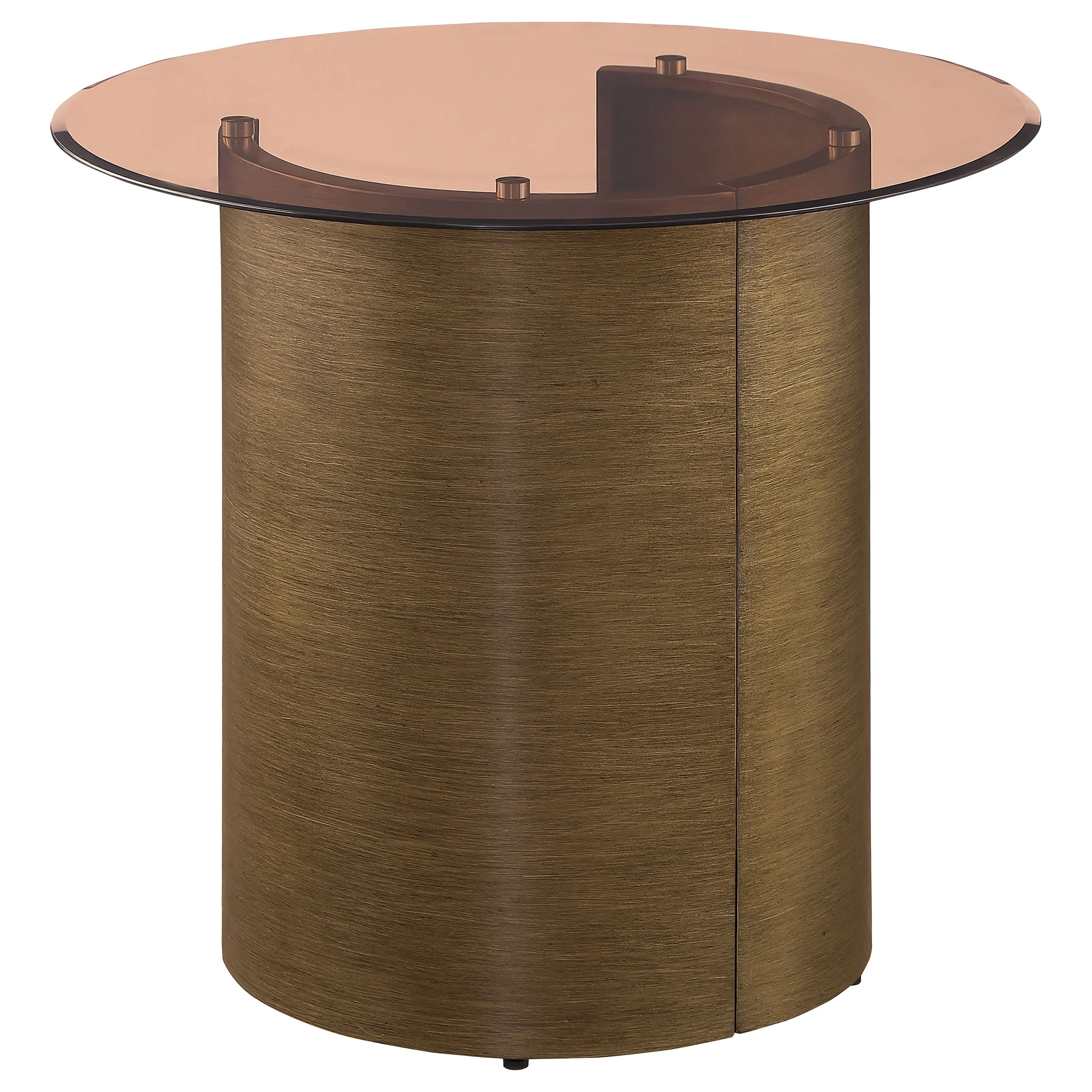 Morena Round Tawny Glass Top Side End Table Brushed Bronze - Image 7