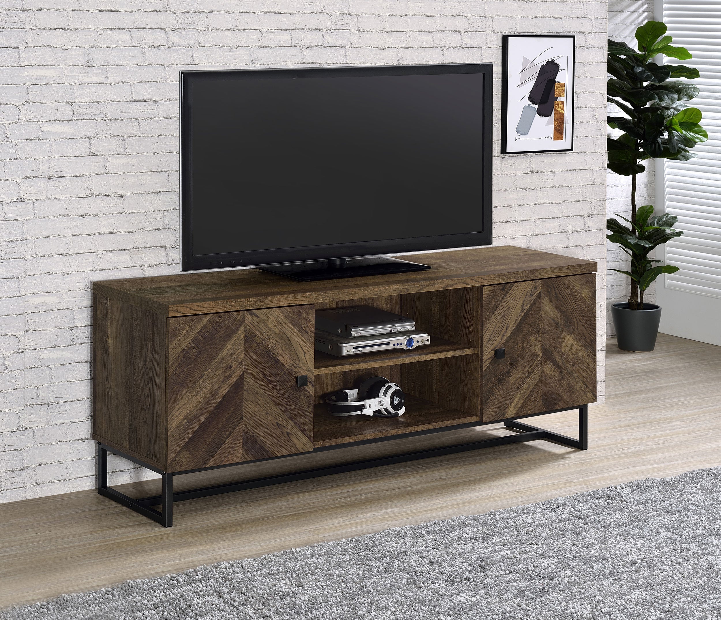 Myles 2-door Engineered Wood 60-inch TV Stand Rustic Oak - Image 3