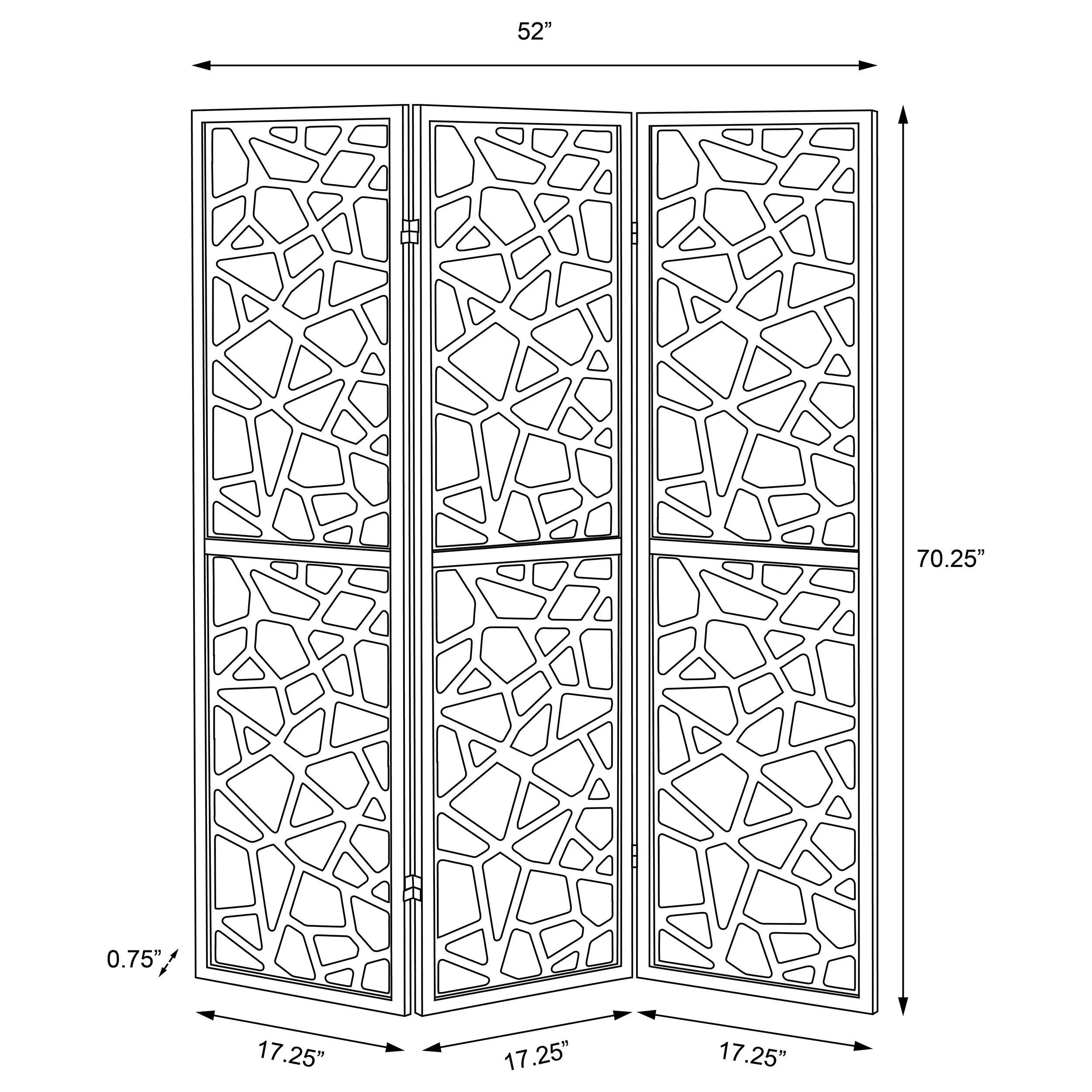 Nailan 3-Panel Room Divider Folding Screen Black Open Mosaic - Image 7