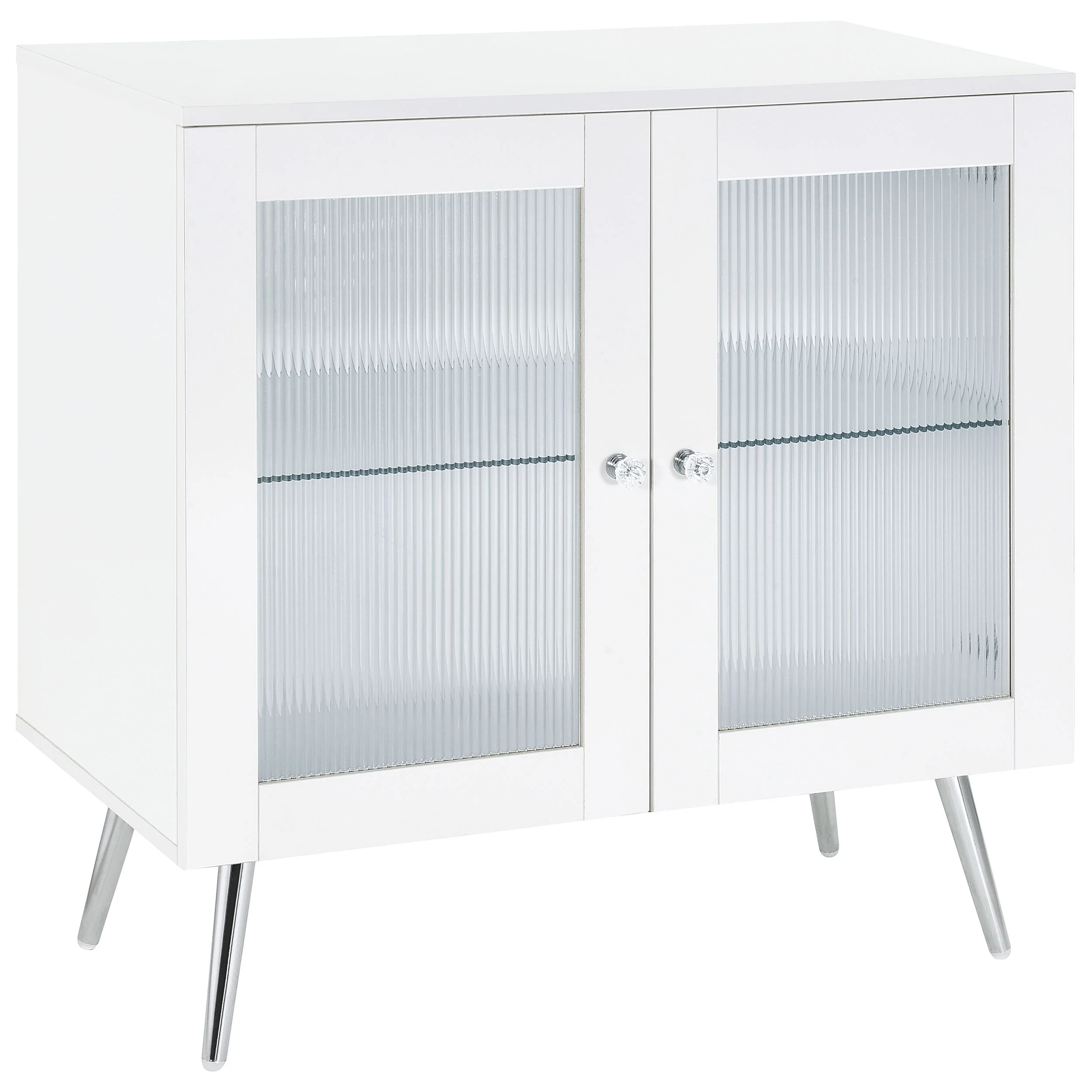 Nieta 2-door Engineered Wood Accent Cabinet White High Gloss - Image 2