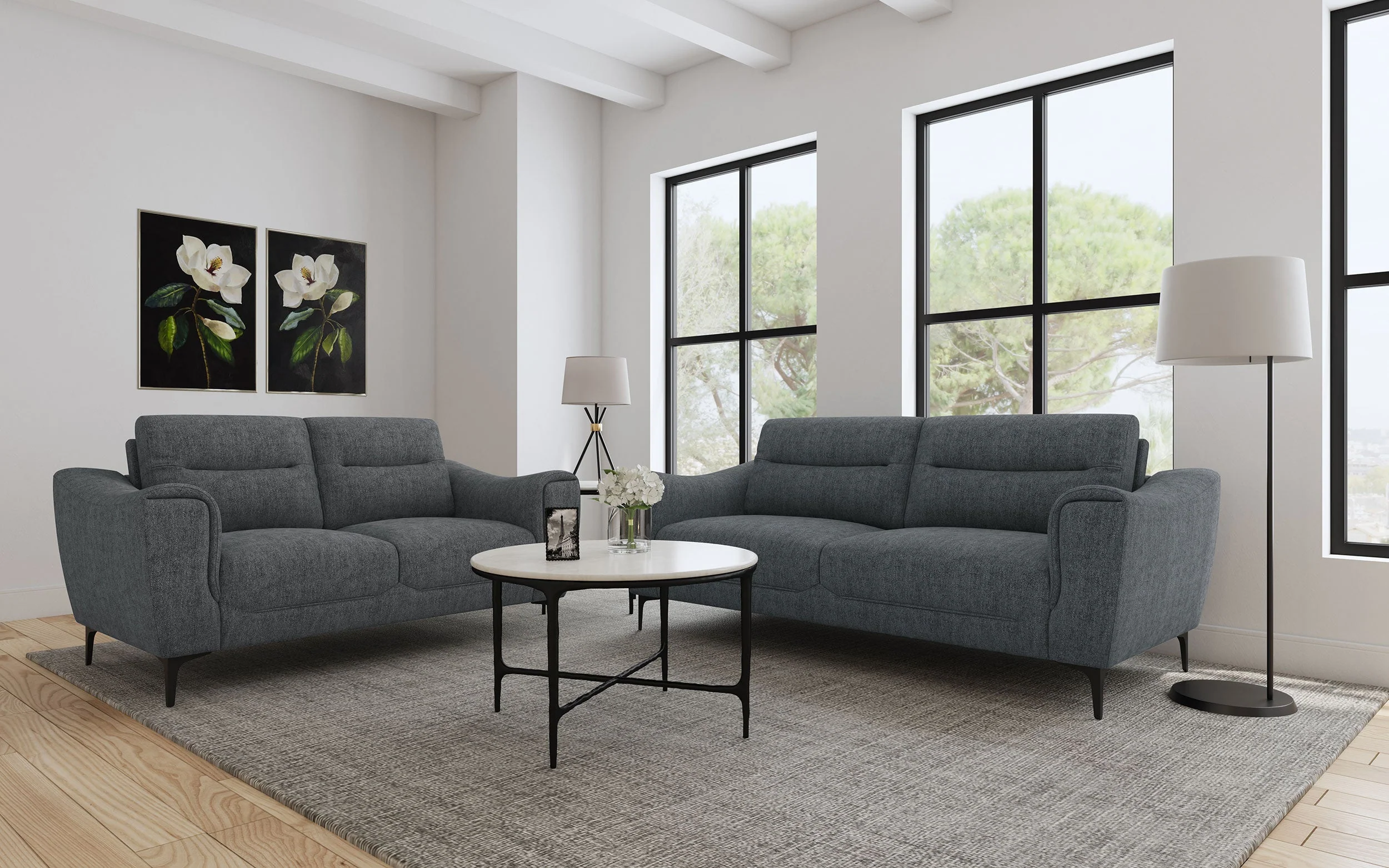 Nolan 2-piece Upholstered Sofa Set Charcoal - Image 2