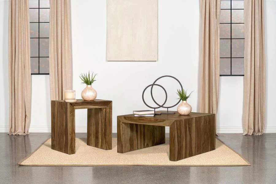 Odilia Solid Wood Coffee and End Table Set Auburn - Image 2