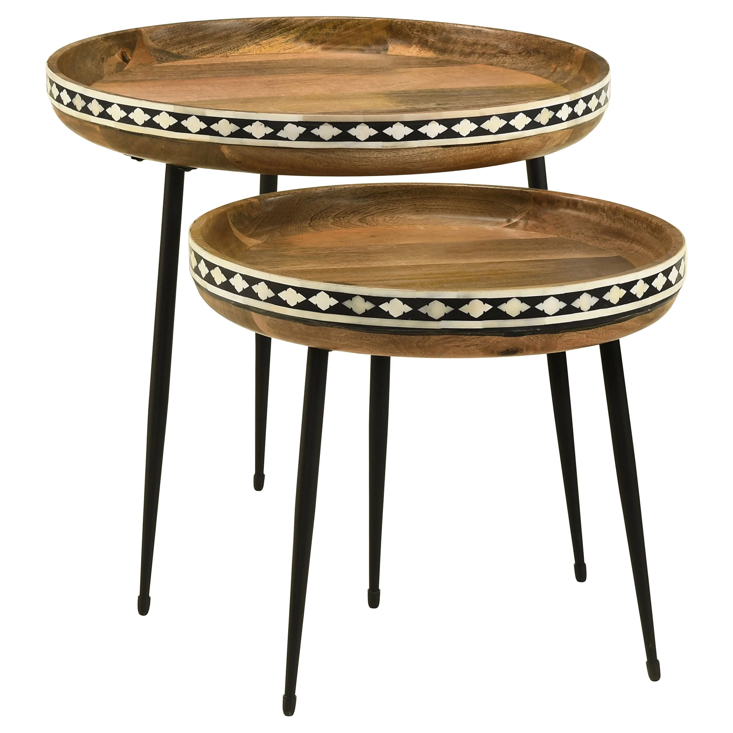 Ollie 2-piece Solid Wood Bone Inlay Nesting Table Natural - Image 2
