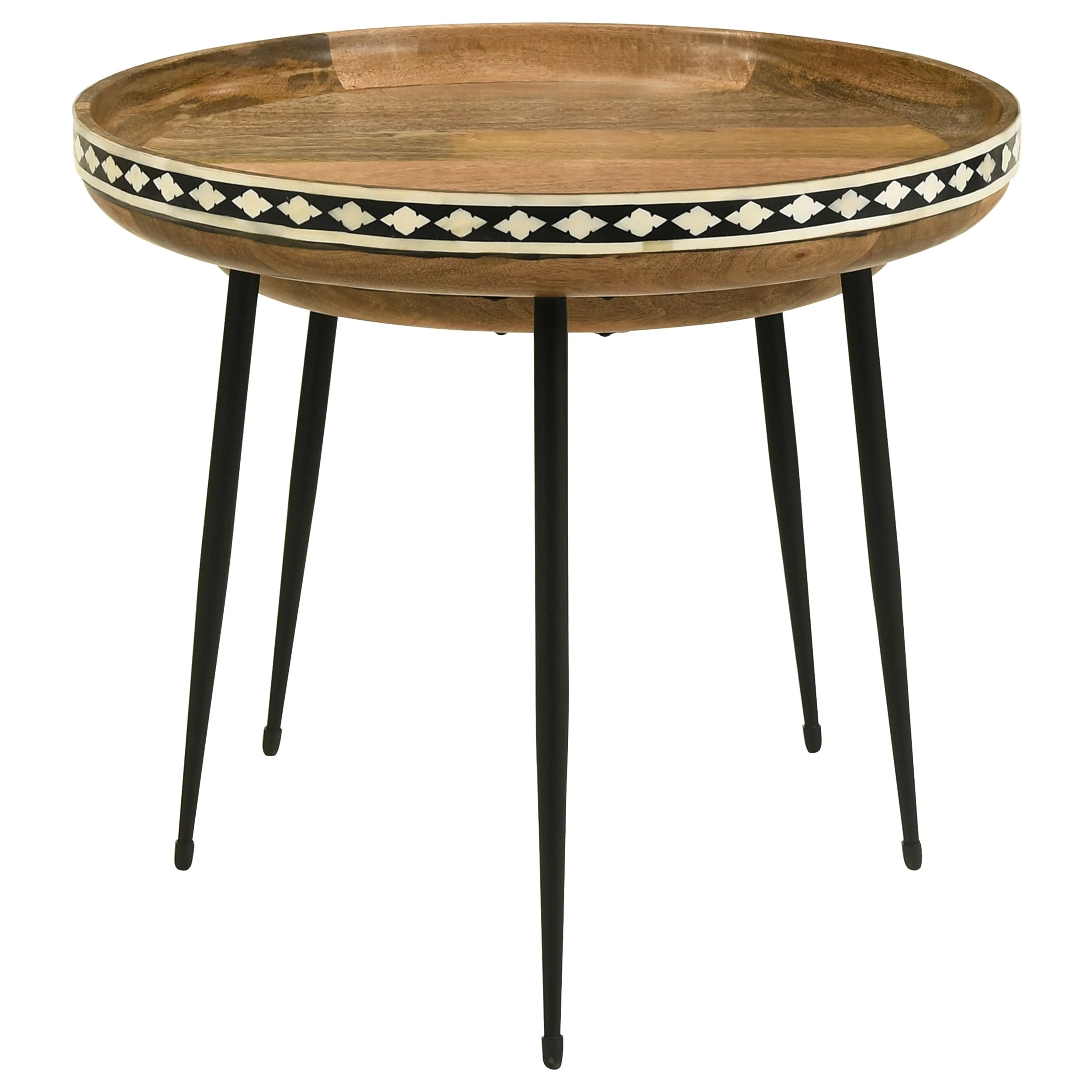 Ollie 2-piece Solid Wood Bone Inlay Nesting Table Natural - Image 6