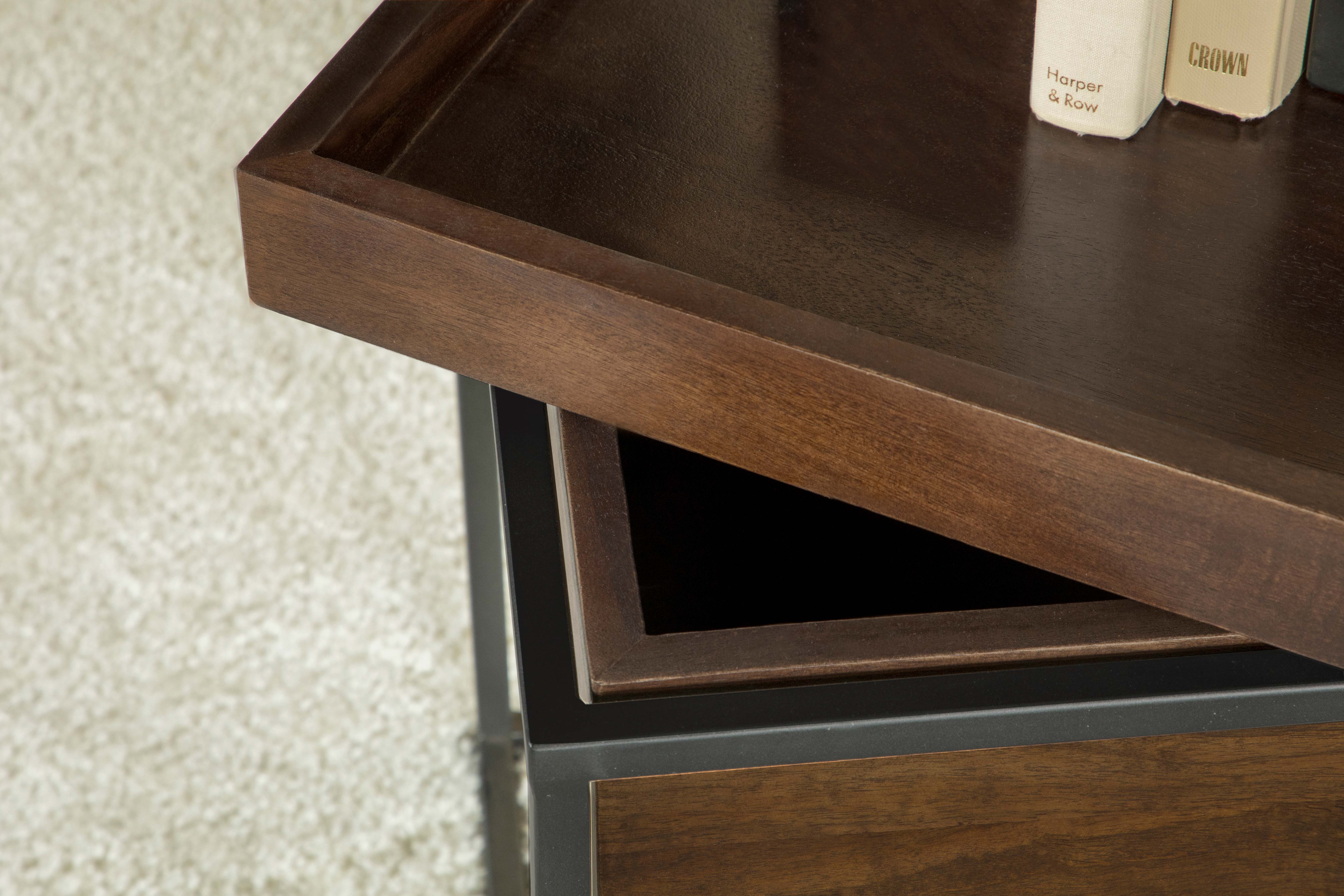 Ondrej Square Accent Side Table Removable Tray Dark Brown - Image 5