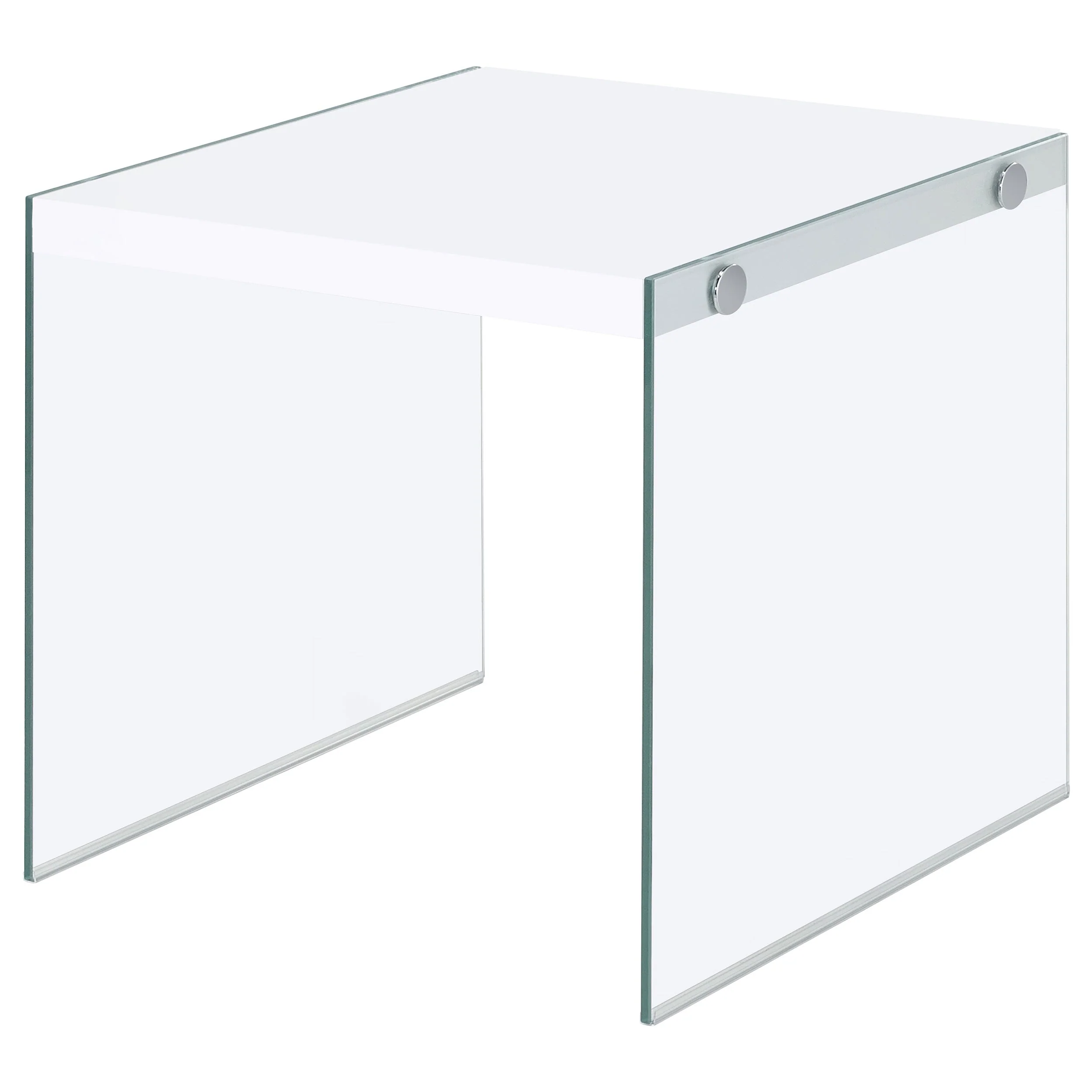Opal Square Glass Frame Side End Table White High Gloss - Image 5