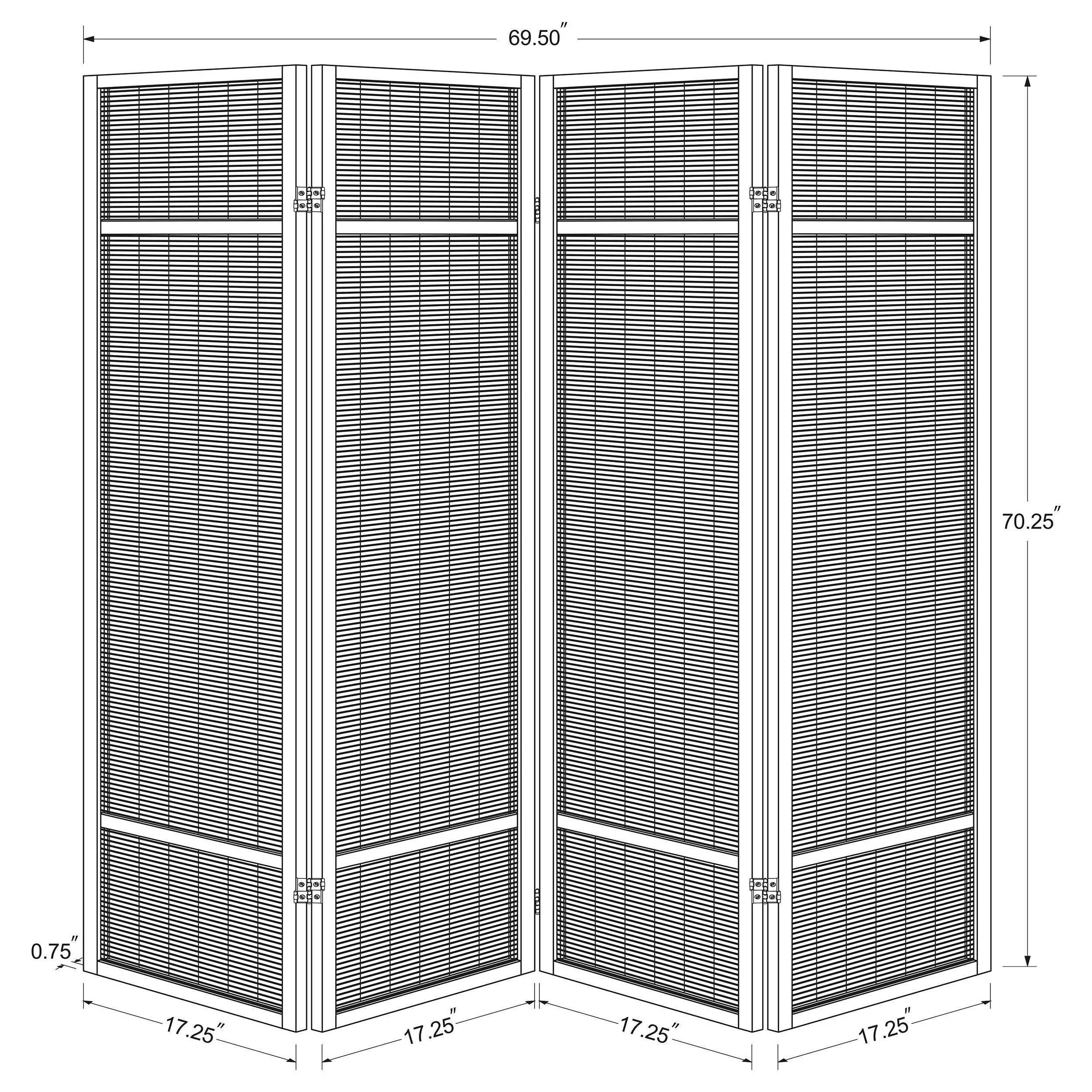 Pearce 4-panel Bamboo Room Divider Folding Screen Natural - Image 8