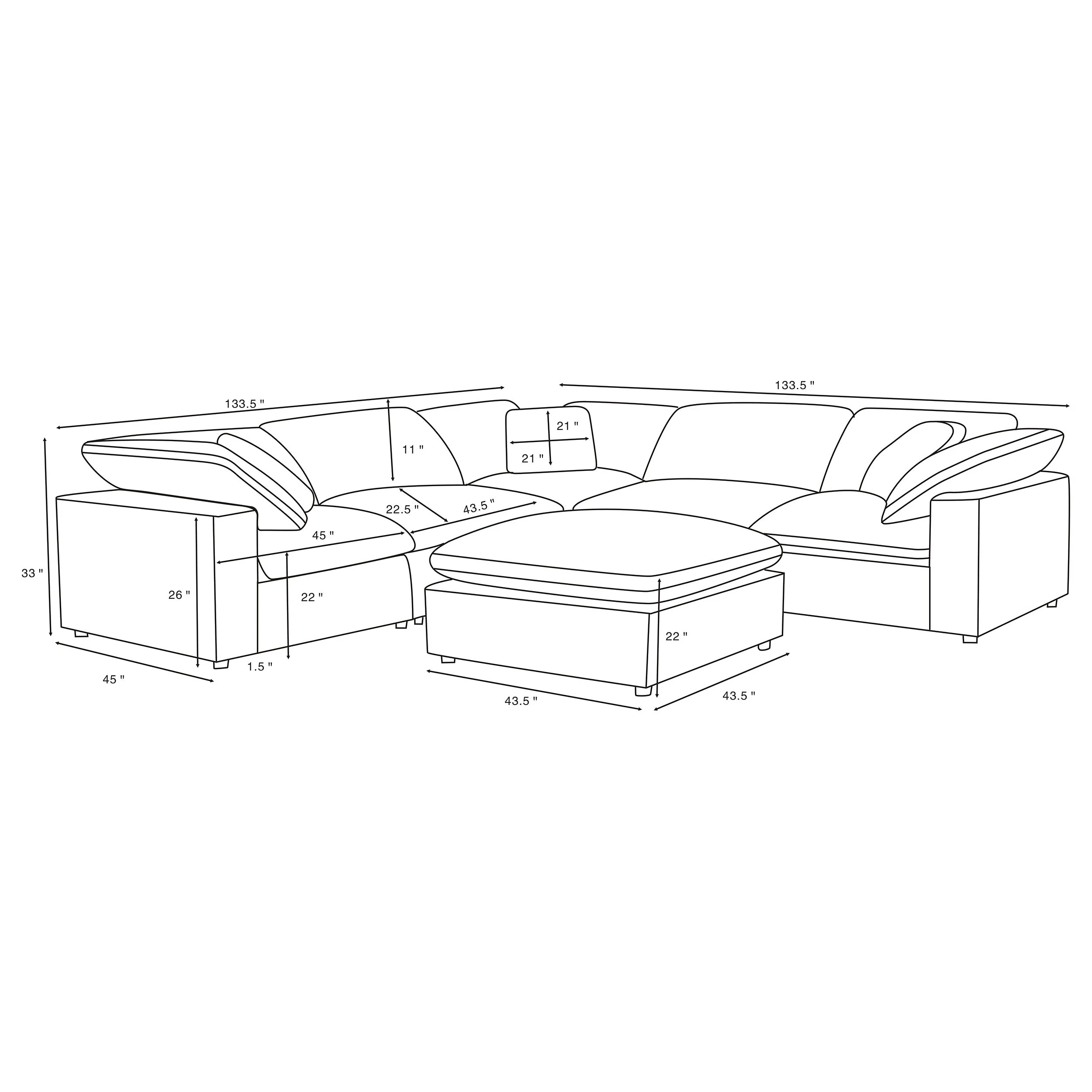 Raleigh Boucle Upholstered Modular Sectional - Image 51