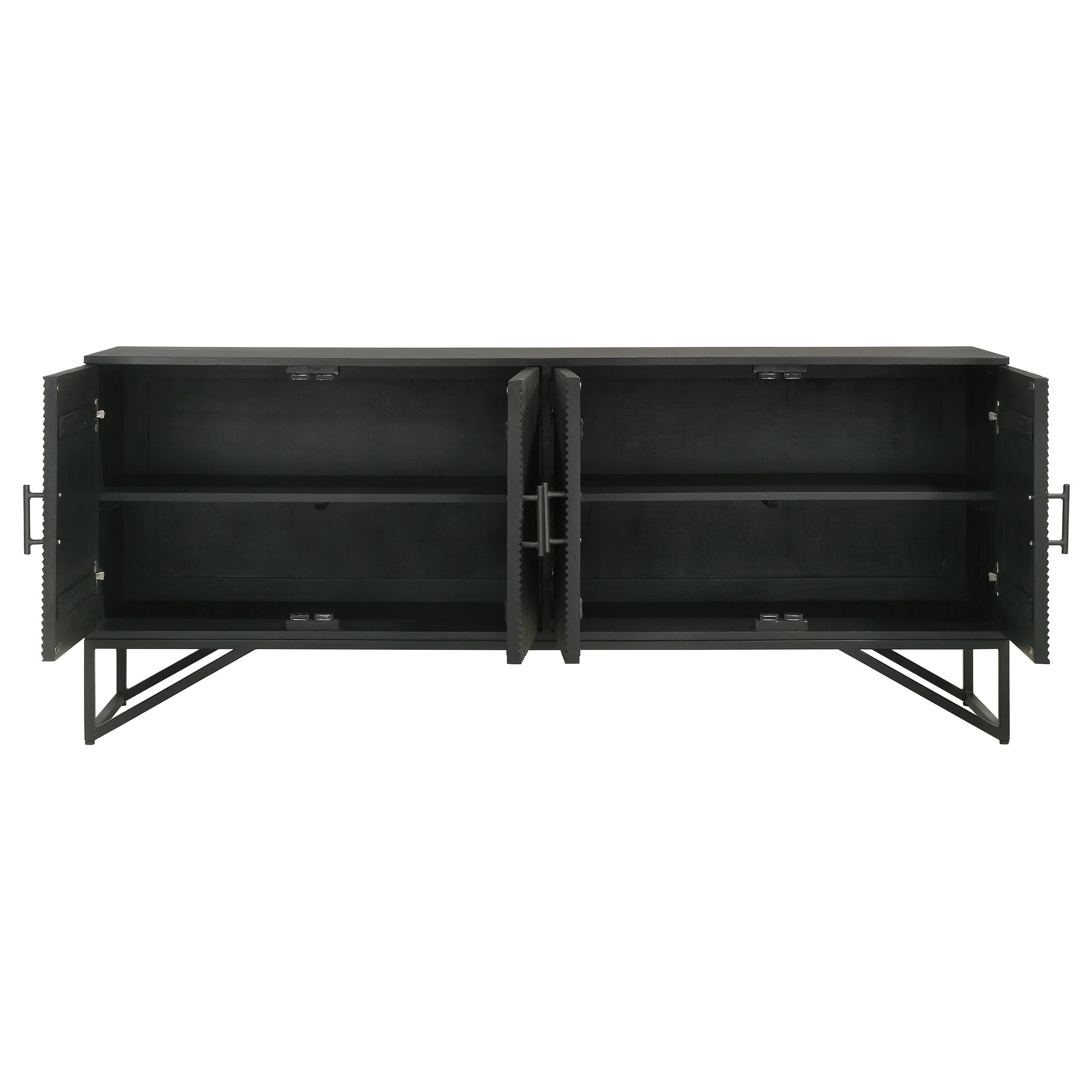 Riddell 4-door Wood Reeding Accent Cabinet Matte Black - Image 6