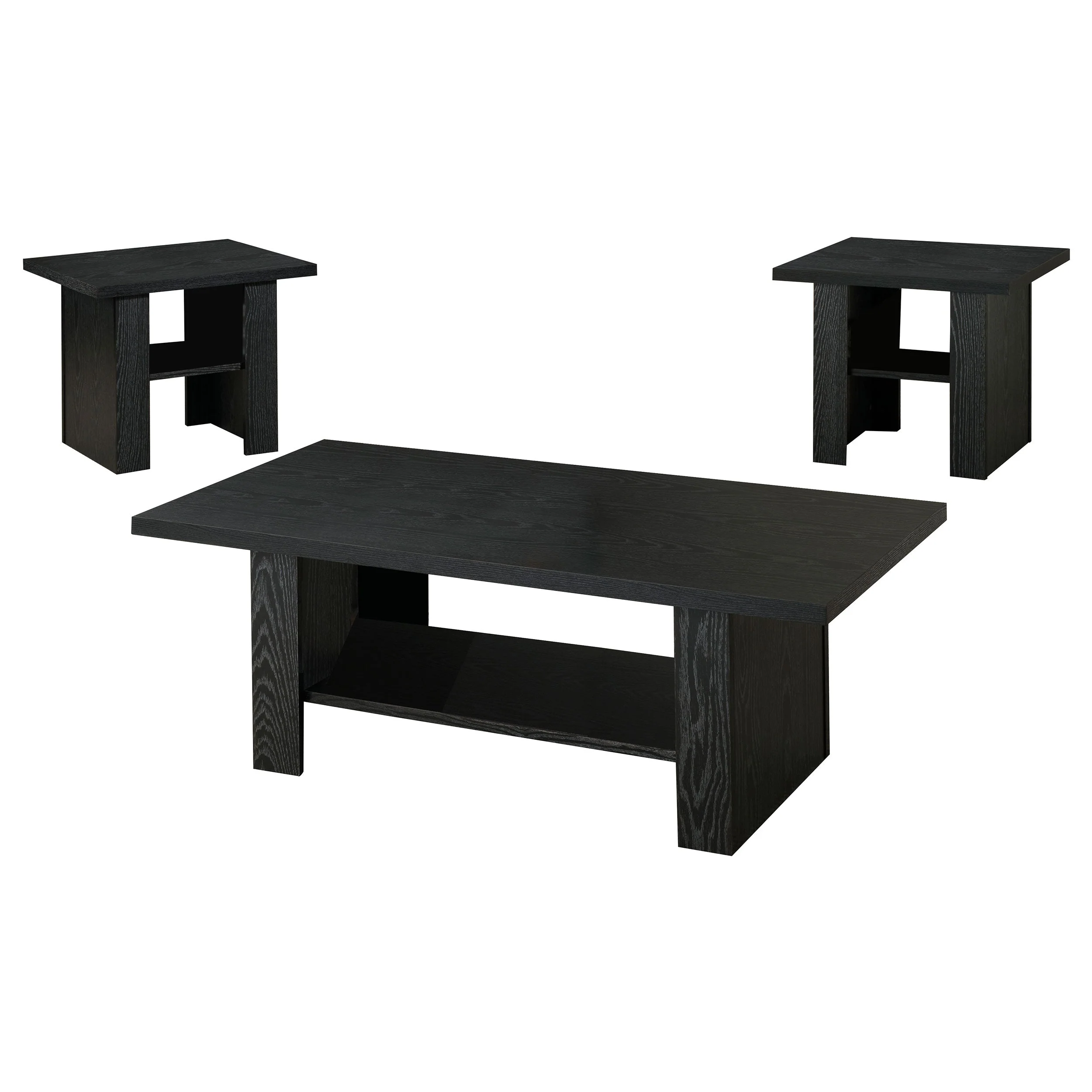 Rodez 3-piece Engineered Wood Coffee Table Set Black Oak - Image 3