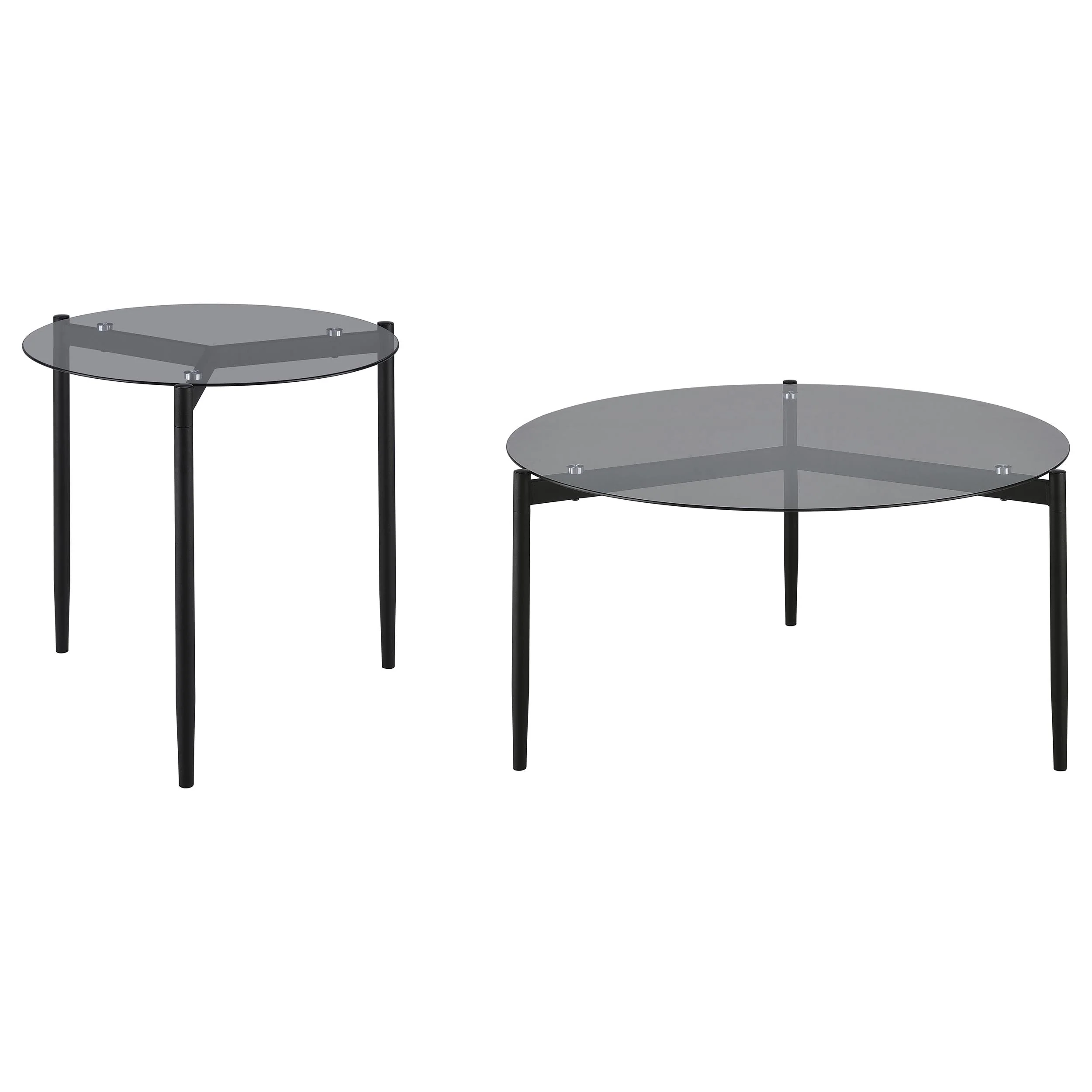 Rosalie Round Coffee and End Table Set Grey - Image 5